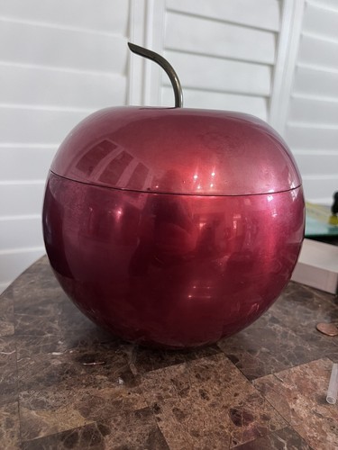 Rare Mid-Century Modern Apollo Studios Apple Ice Bucket With Tongs