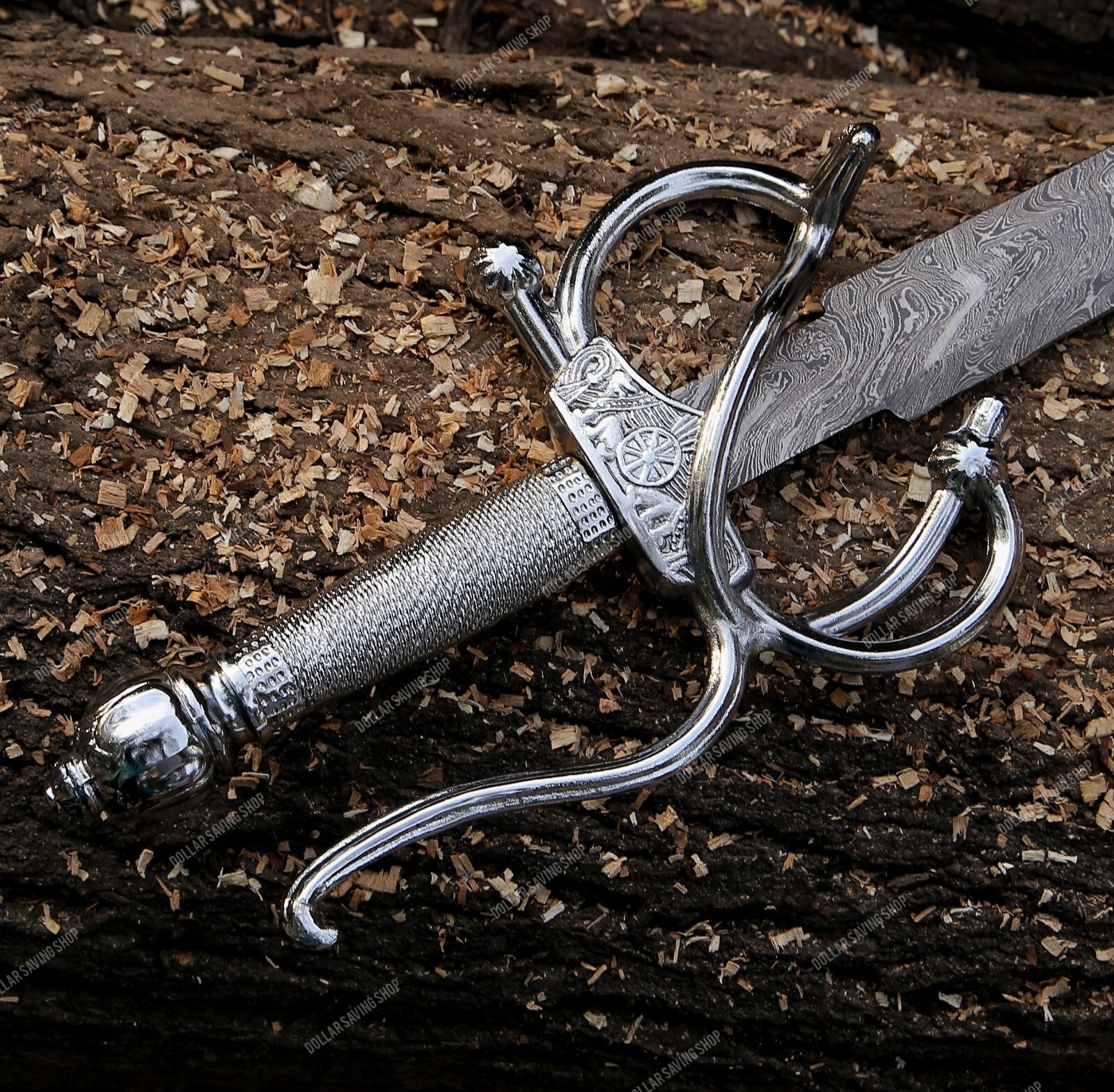Marvelous Handmade Damascus Steel Medieval / Rapier Sword With Leather Sheath.