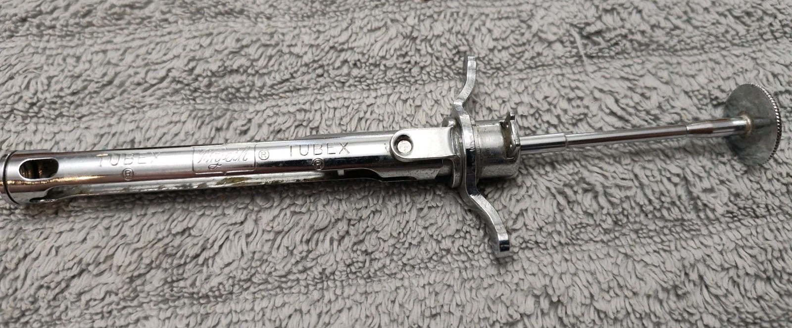 Antique Wyeth Tubex Hypodremic Syringe Stainless Steel 1950s Medical Device Antique Wyeth Tubex Hypodremic Syringe Stainless Steel 1950s Medical Device