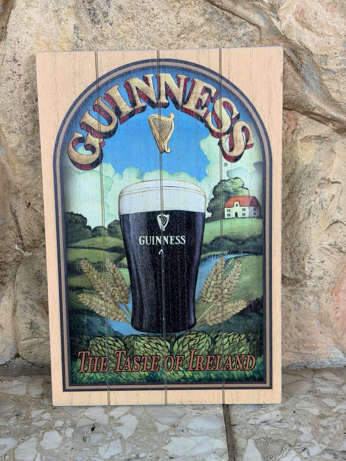 Official Guinness Wooden Sign Taste of Ireland Beer Pint Bar Pub Wall Decor 12x8