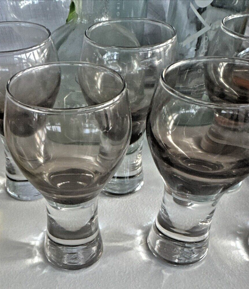 MCM Bar Glasses Drinking Barware 6-Vintage Midcentury Modern Contemporary Smokey