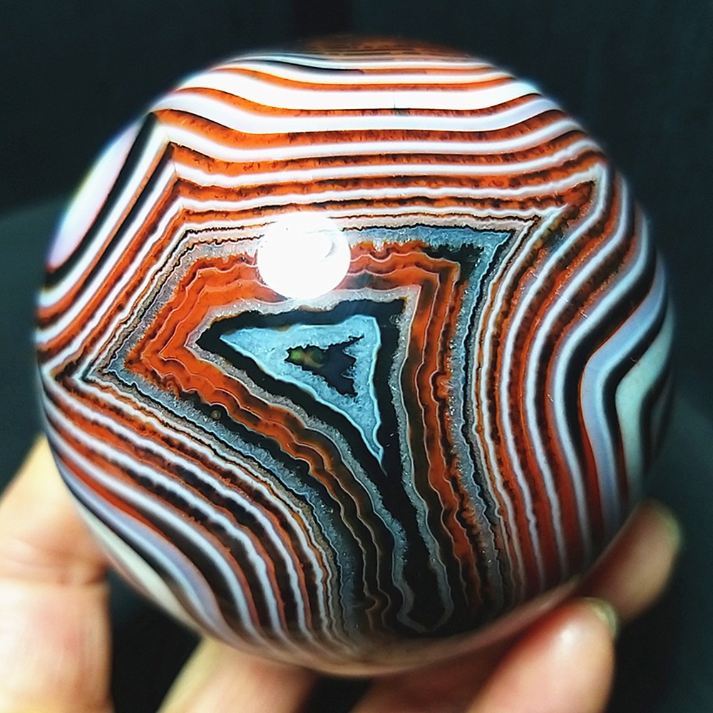 RARE 467G 69mm Natural Polished Silk Banded Lace Agate Ball Madagascar B1640