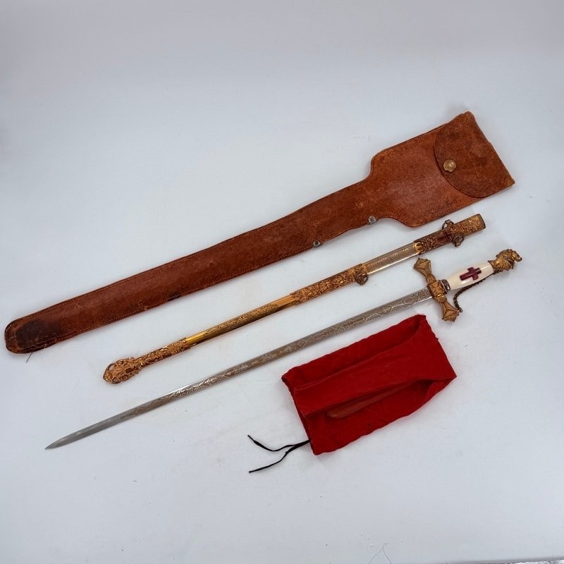 Vintage Henderson-Ames Knights Templar Masonic Fraternal Sword Scabbard Sheath Vintage Henderson-Ames Knights Templar Masonic Fraternal Sword Scabbard Sheath