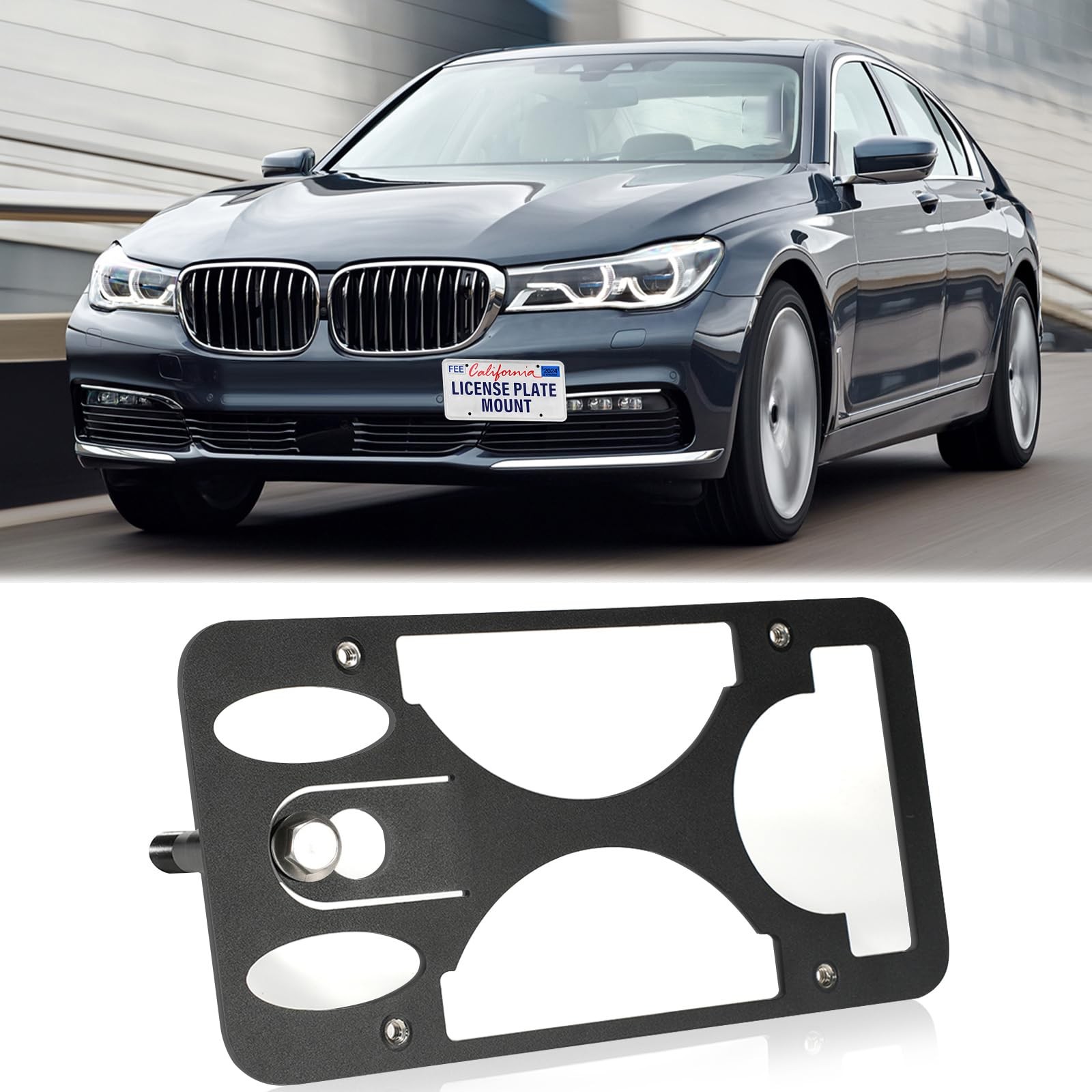 Front Bumper License Plate Mount Compatible with BMW 7 Series 2016-2022, No D...