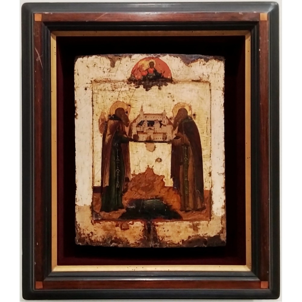 Antique Russian Orthodox Icon 17th-19th C Zosima Savvaty Solovetsky Wood