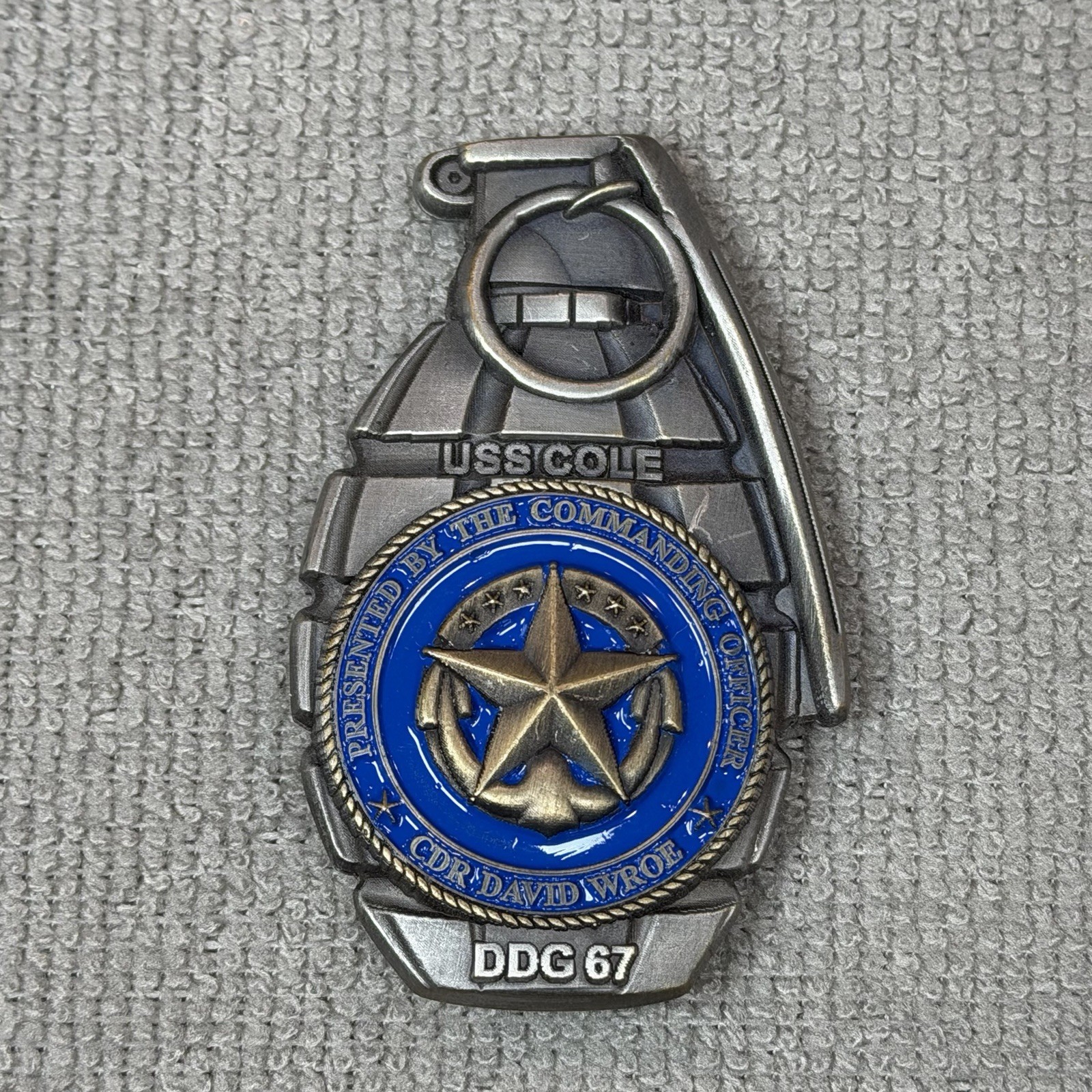 USS Cole DDG-67 CDR David Wroe US Navy Grenade Military Challenge Coin Destroyer