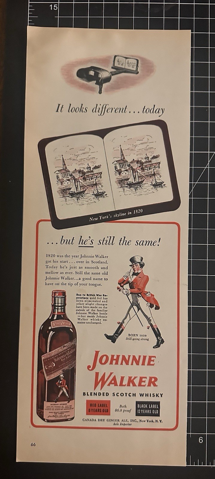 1943 Johnnie Walker Magazine Print Ad Vinegar Original Alcohol Liquor 1940s