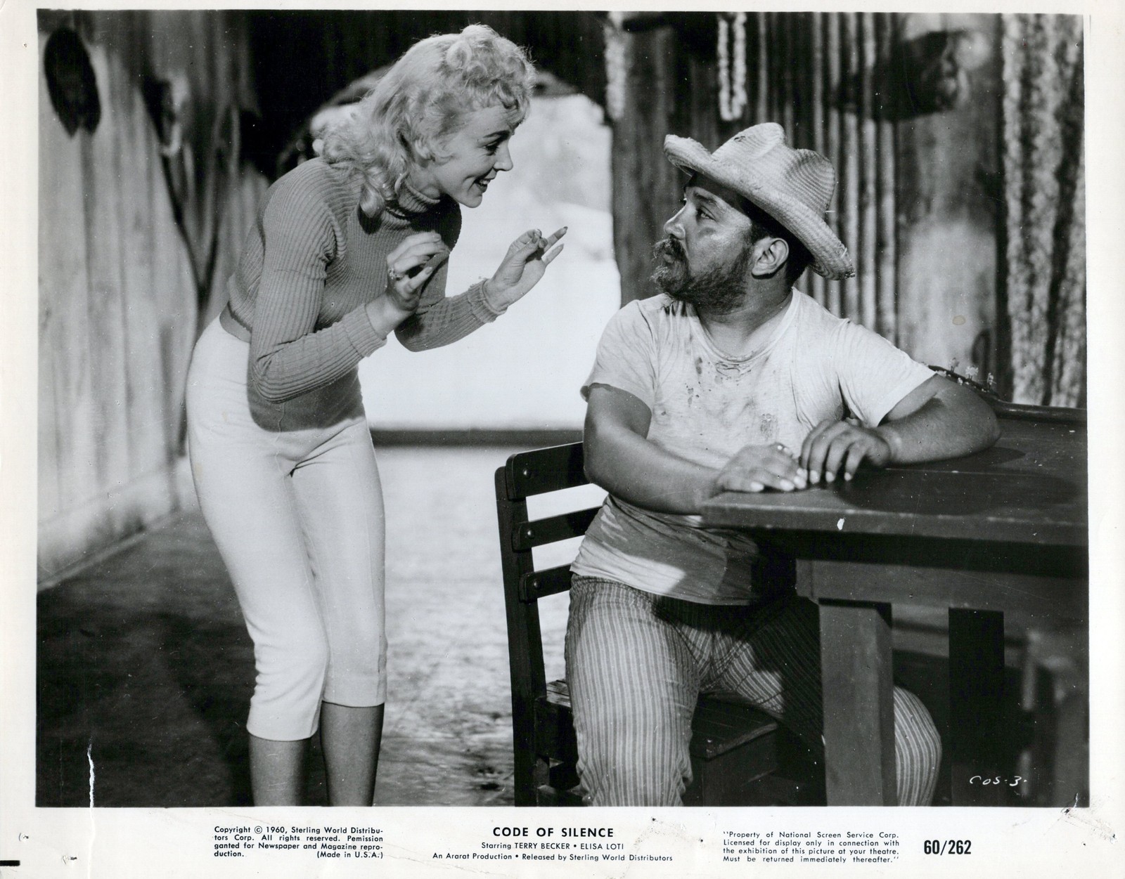 Elisa Loti and Terry Becker in Code of Silence (1960) Vintage Press Photo 1462K