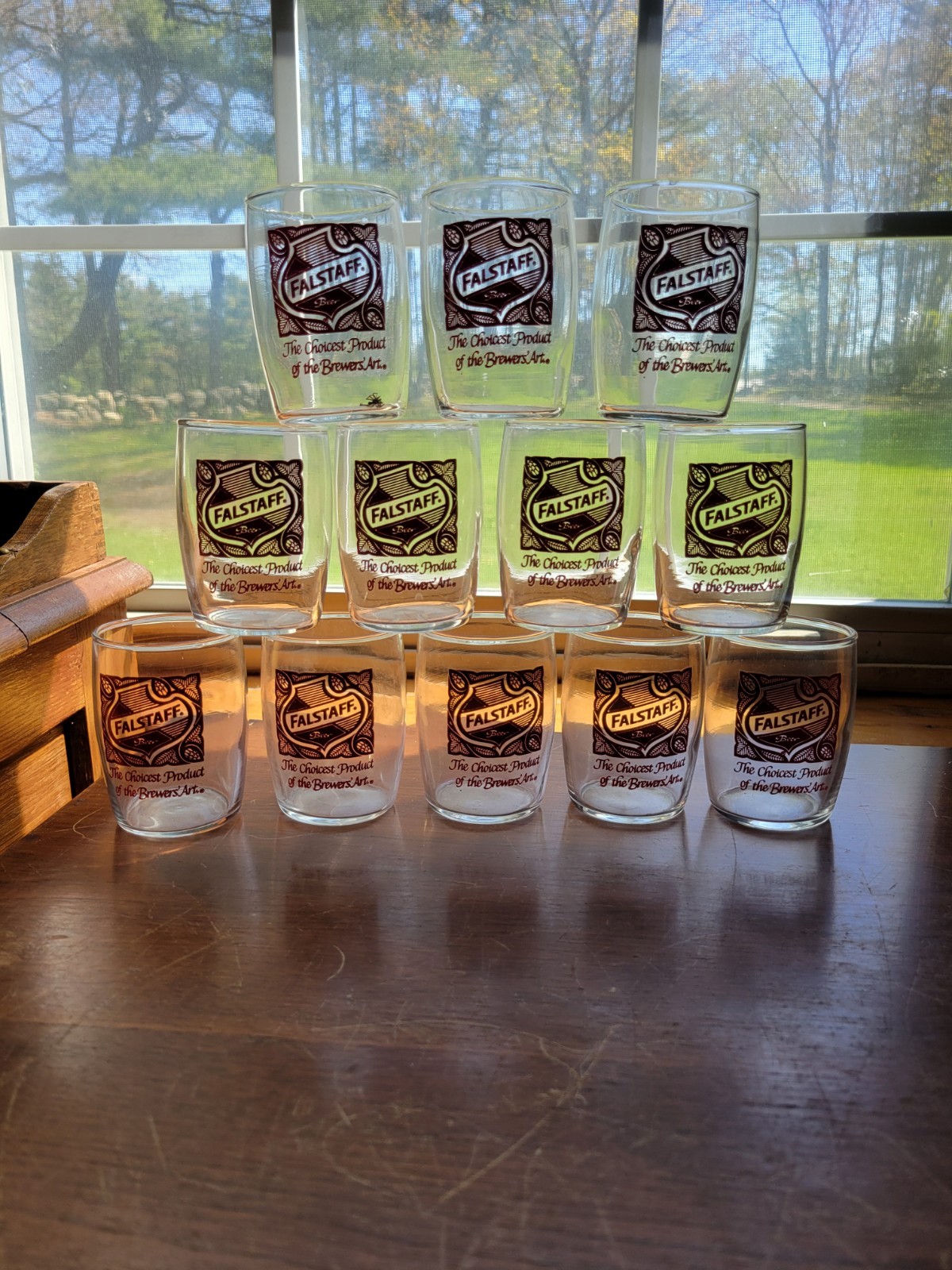 12 Vintage 1960s Souvenir Falstaff Beer Tasting Glass Collectible Clear 3 x 2