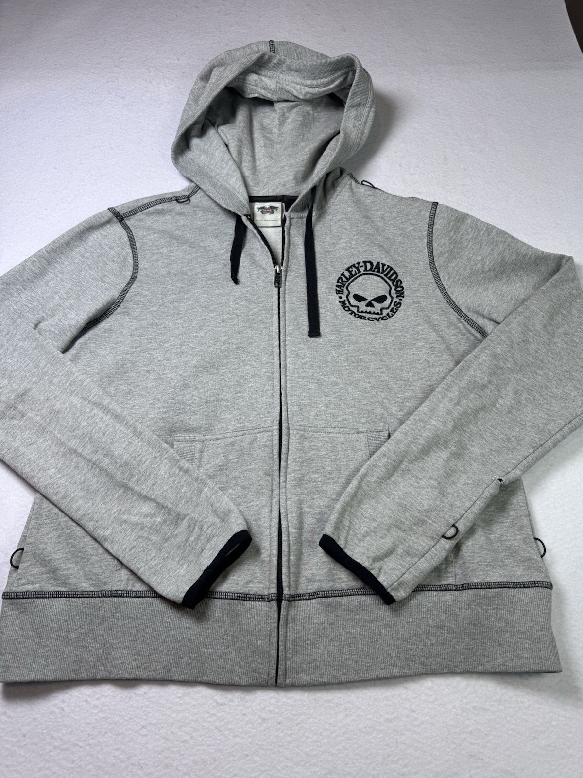 Harley Davidson Womens XL Gray Skull Full Zip Hoodie Jacket 98552-14VW 2013