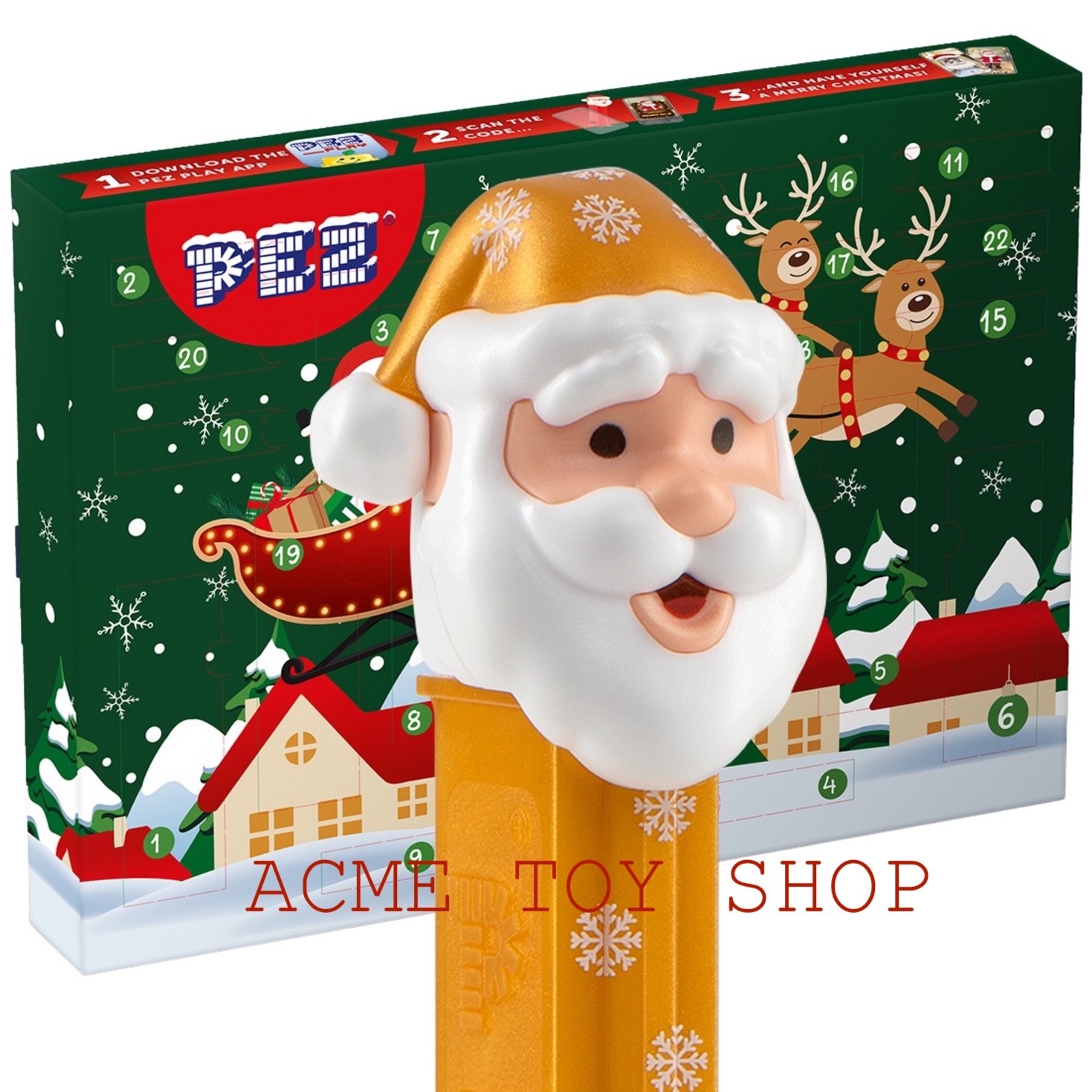 European PEZ 2025 Advent Calendar w/ Gold Santa - Sealed