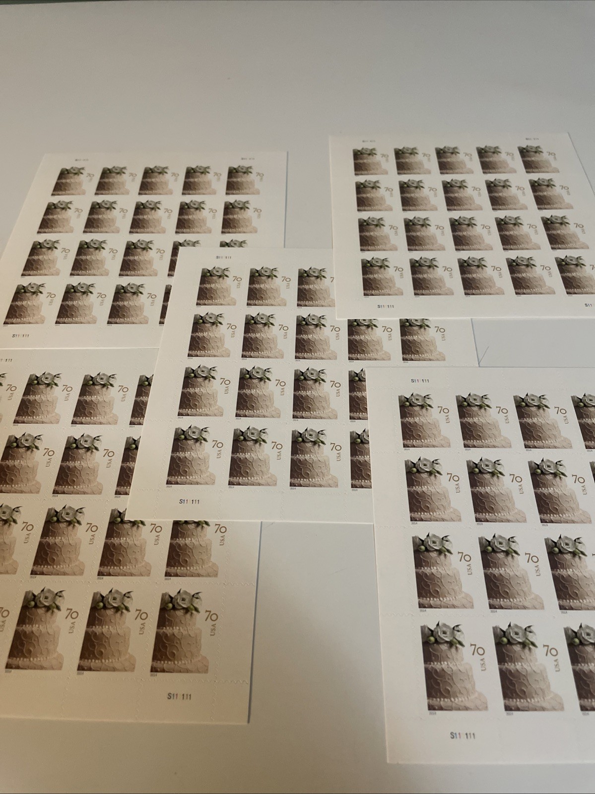5 Mint Wedding Cake Pane of 20 Scott#4867 (MNH),100 Pcs Total,5 Sheets 5 Mint Wedding Cake Pane of 20 Scott#4867 (MNH),100 Pcs Total,5 Sheets