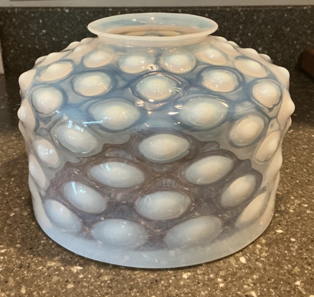 RARE Fenton WHITE COIN DOT Opalescent LAMP SHADE Globe 8” Frame Fitter GWTW
