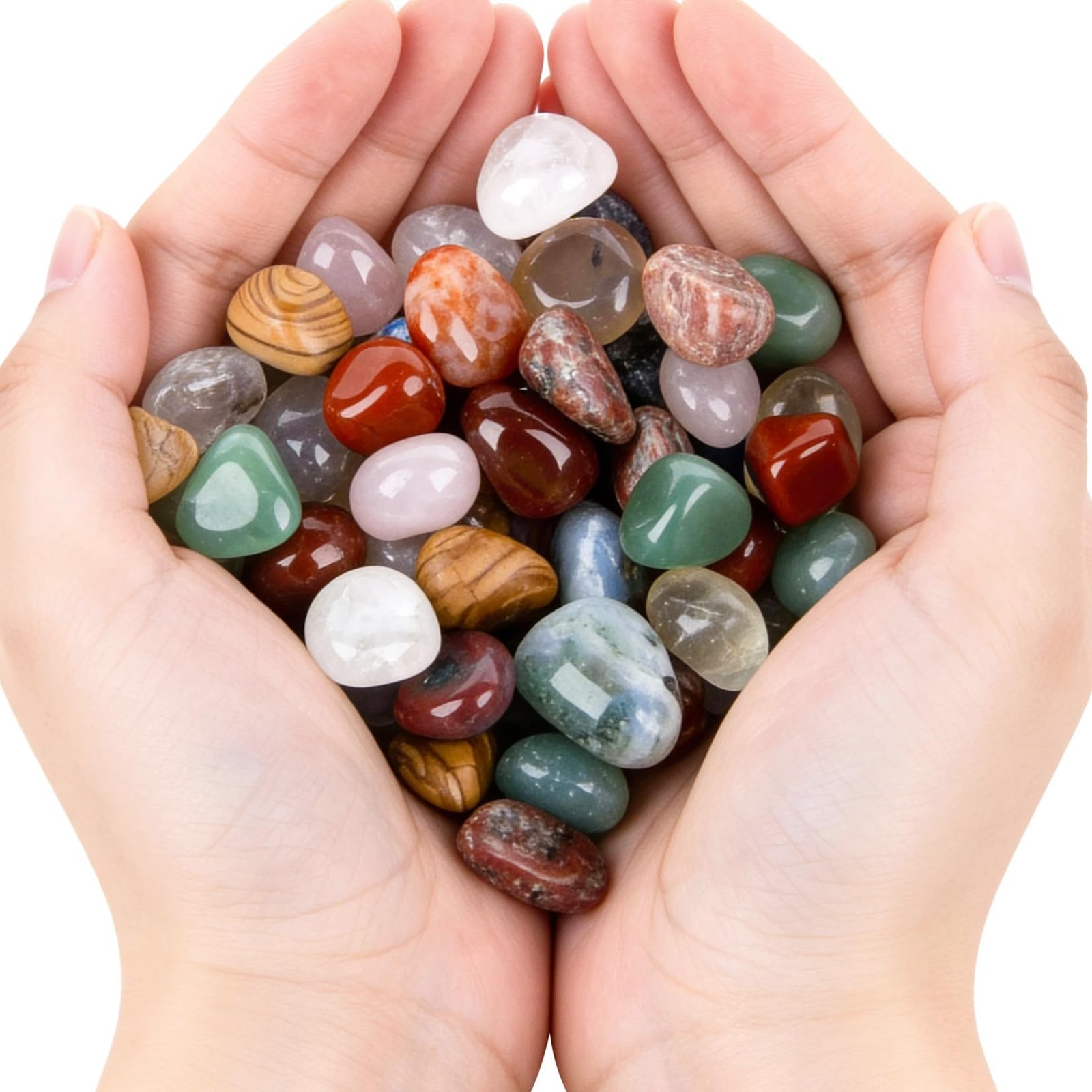 60Pcs Natural Crystal Stones - 0.5'' Polished Tumbled Gemstones