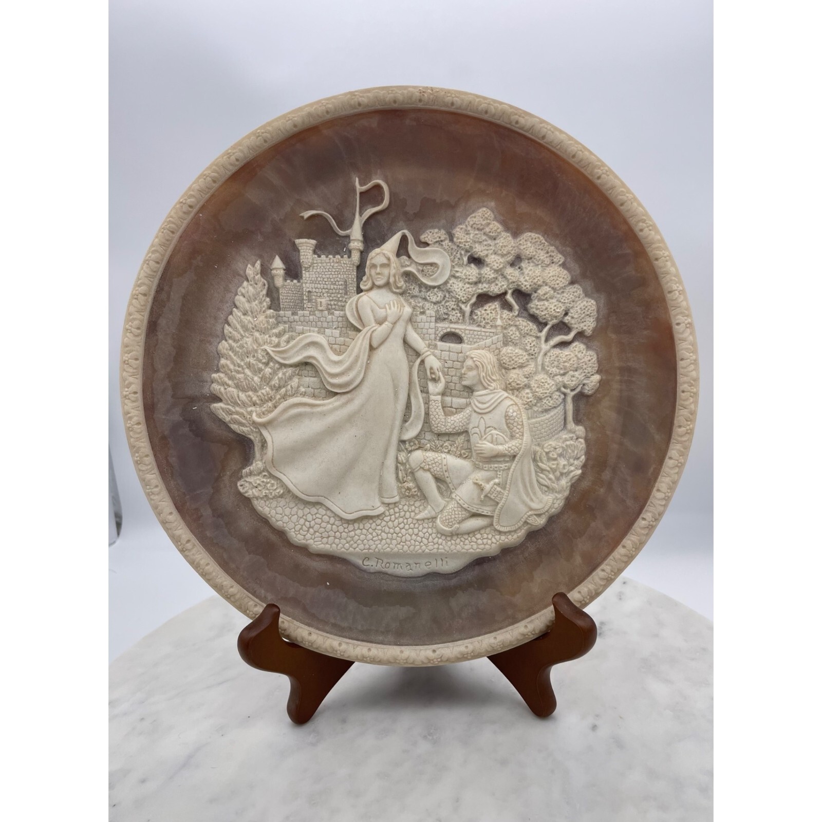 Incolay Plate Lancelot Guinevere Great Romances History Collector Stone Vintage