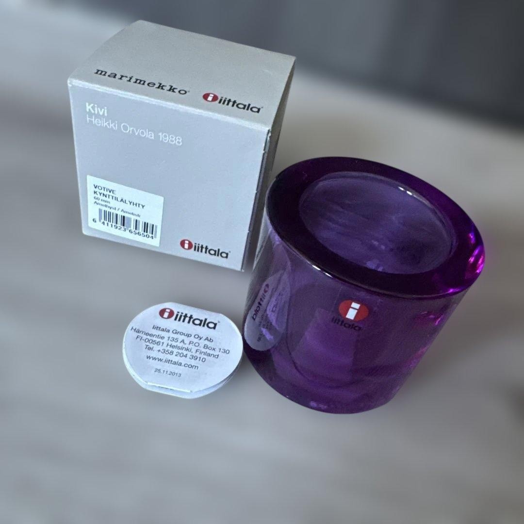 iittala Kivi Amethyst Candle Holder Marimekko Glass Votive Brand New Rare Japan
