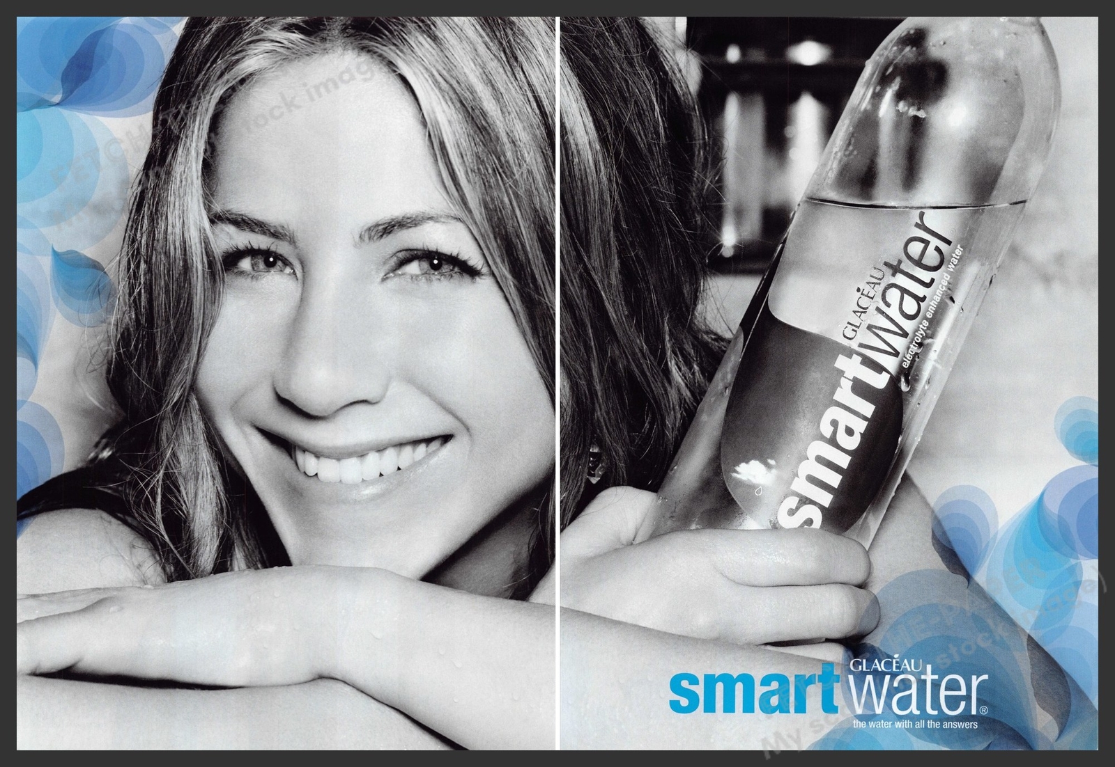 Smart Water Jennifer Aniston 2000s Print Advertisement (2 page) 2007 Glaceau