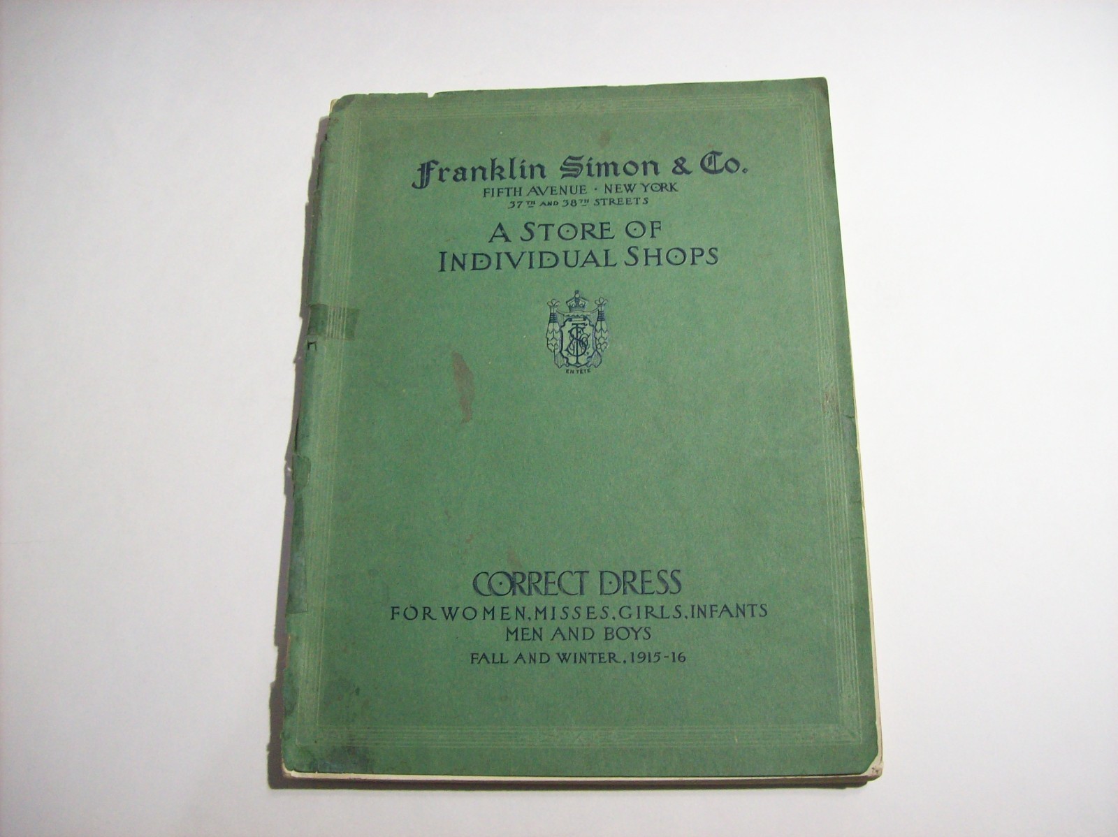 FRANKLIN SIMON & CO Fifth Ave New York Fall and Winter 1915-1916 Fashion Catalog