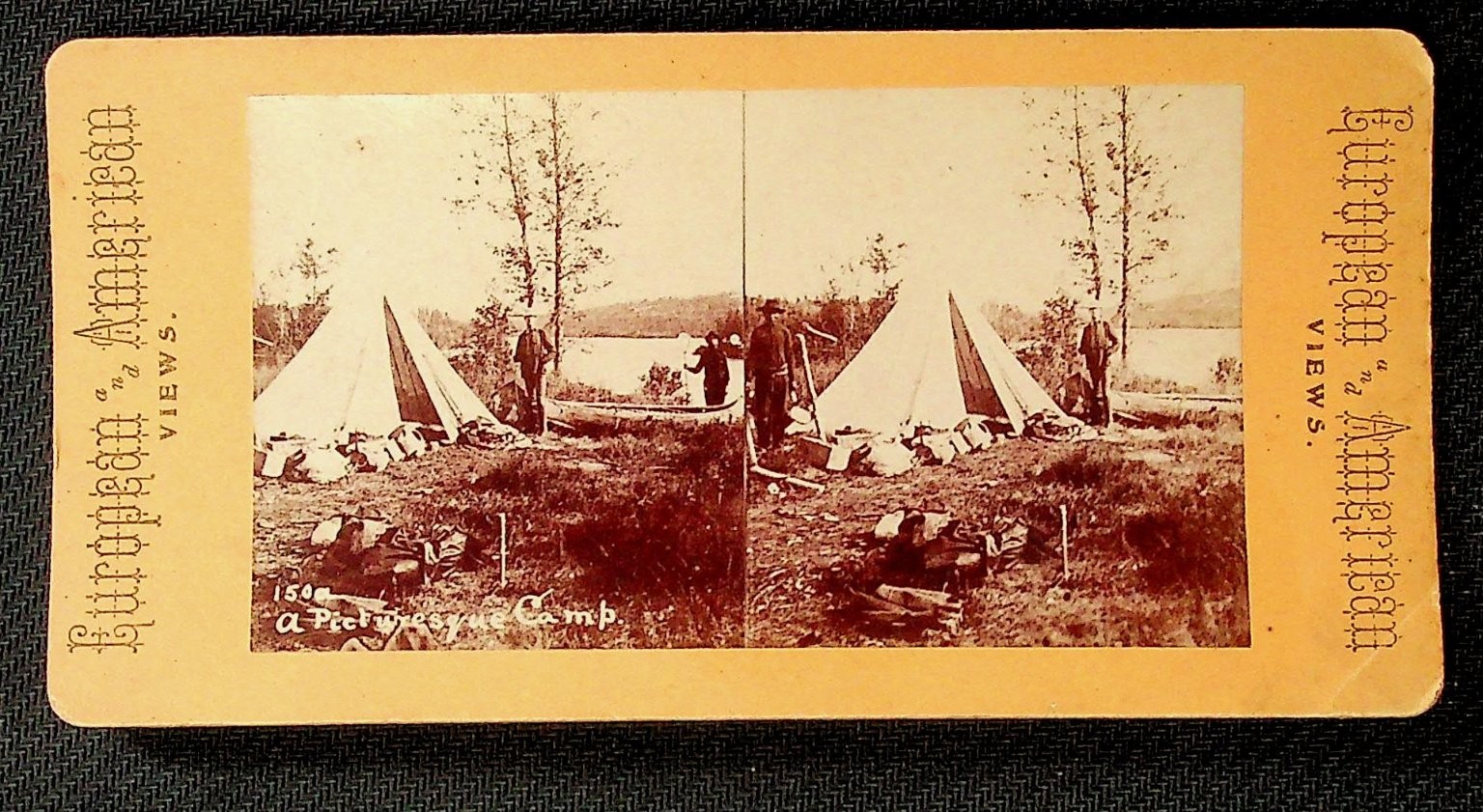 Picturesque Camp Stereoview European & American Views 1900s Curved Mount