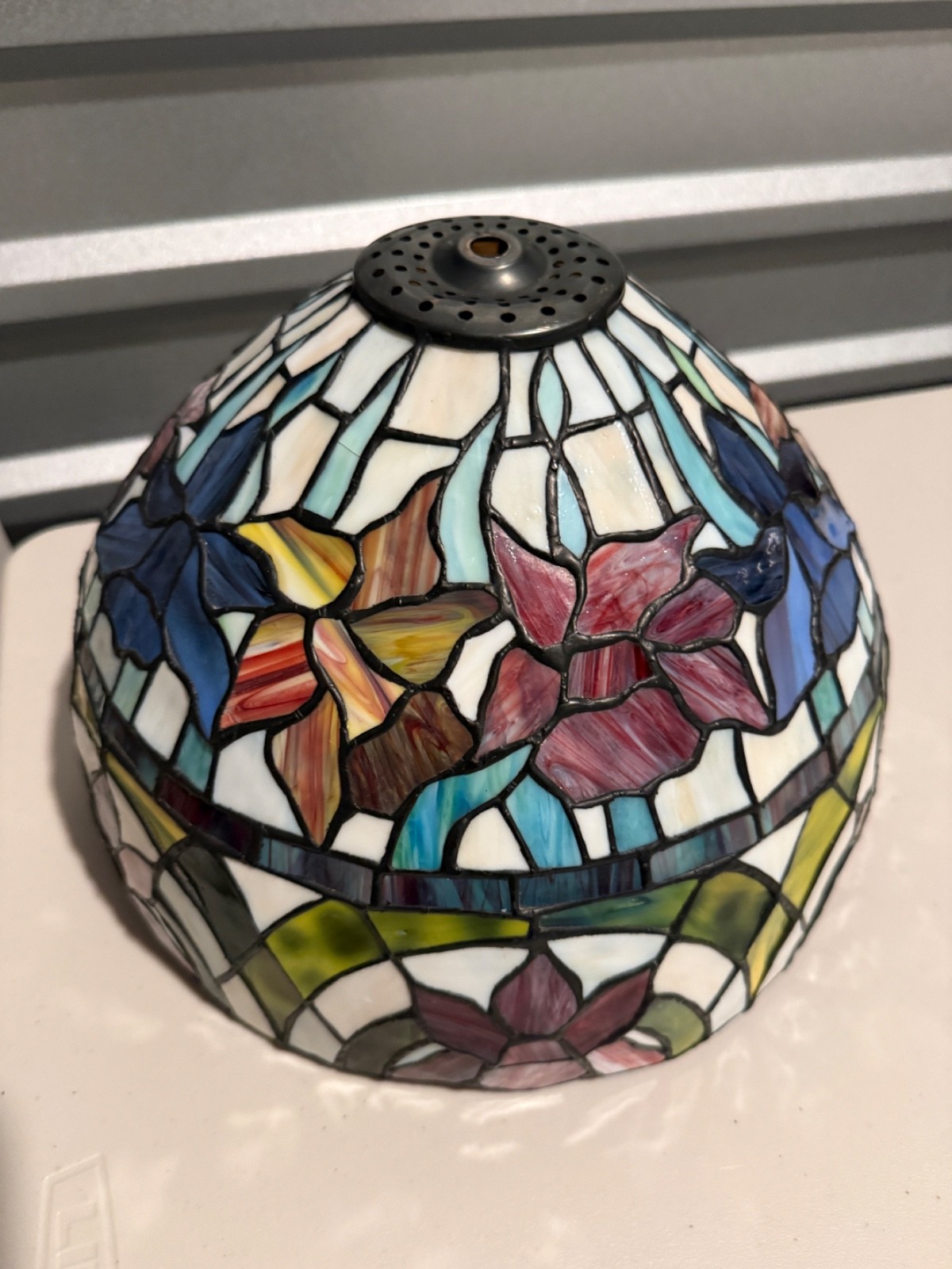 Tiffany Style Vintage Leaded Slag Glass Lamp Shade 1\