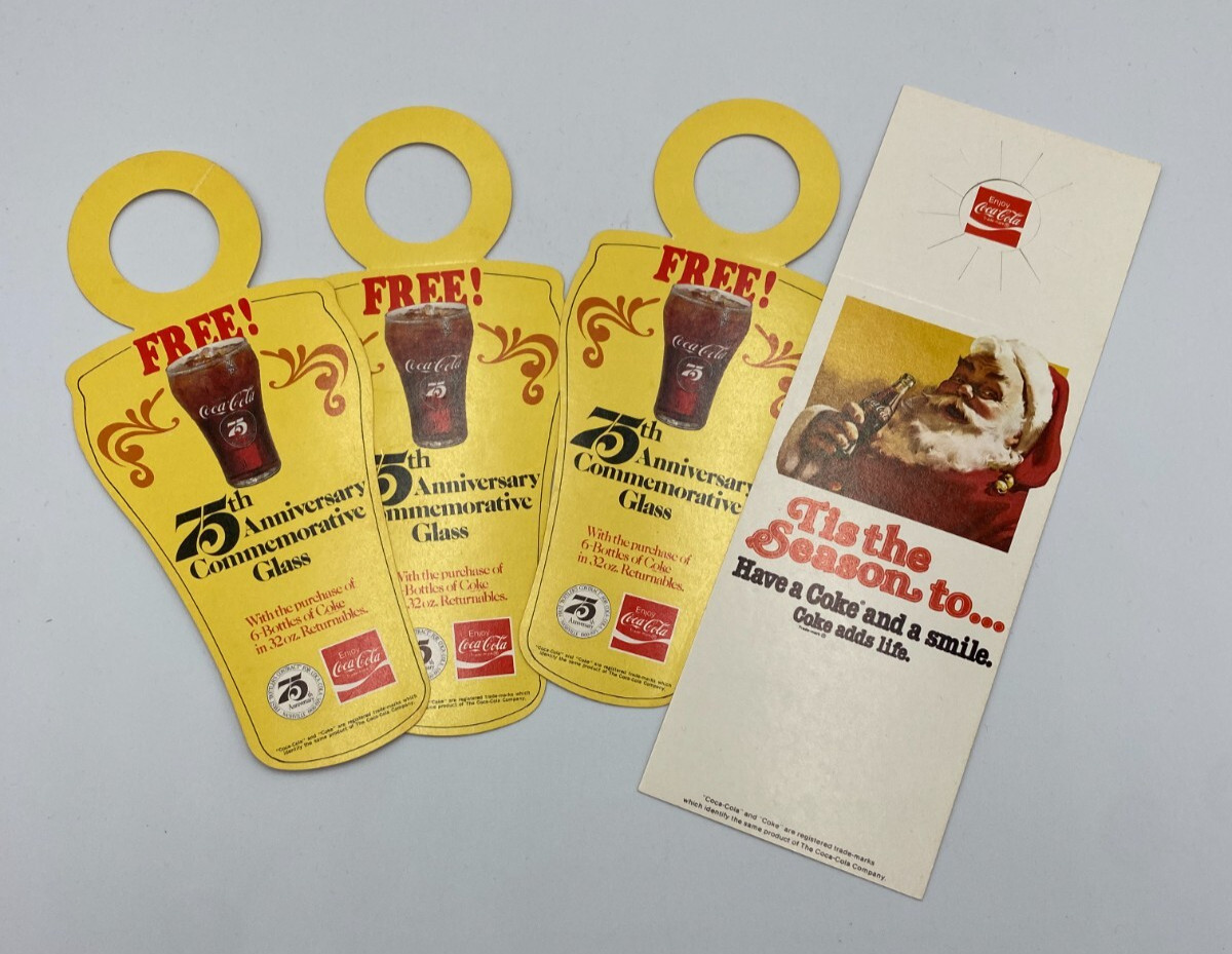 Vtg 1976 Coca Cola Advertising Door Hangers Lot Of 4