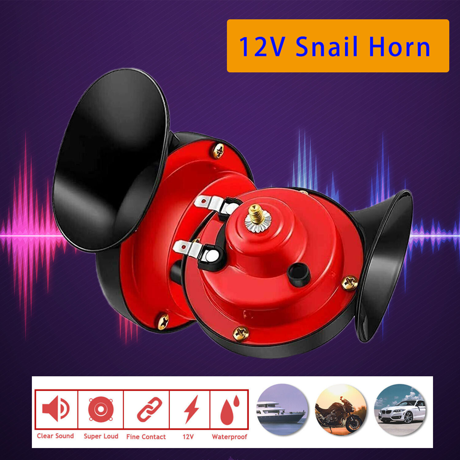 2x 12V Super Loud Car Horn high and low two-tone Waterproof Durable 2x 12V Super Loud Car Horn high and low two-tone Waterproof Durable