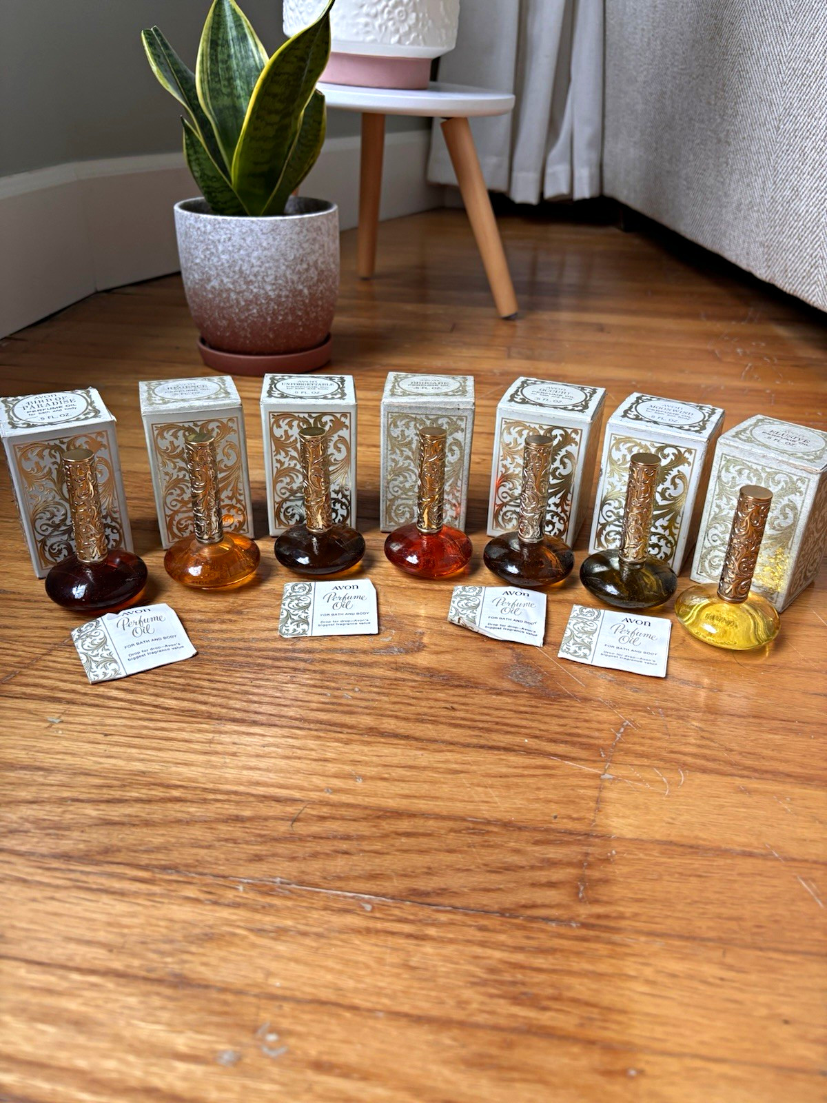 Vintage Avon Perfume Oil Lot 7 .5 Oz w Boxes Elusive Brocade Moonwind Occur