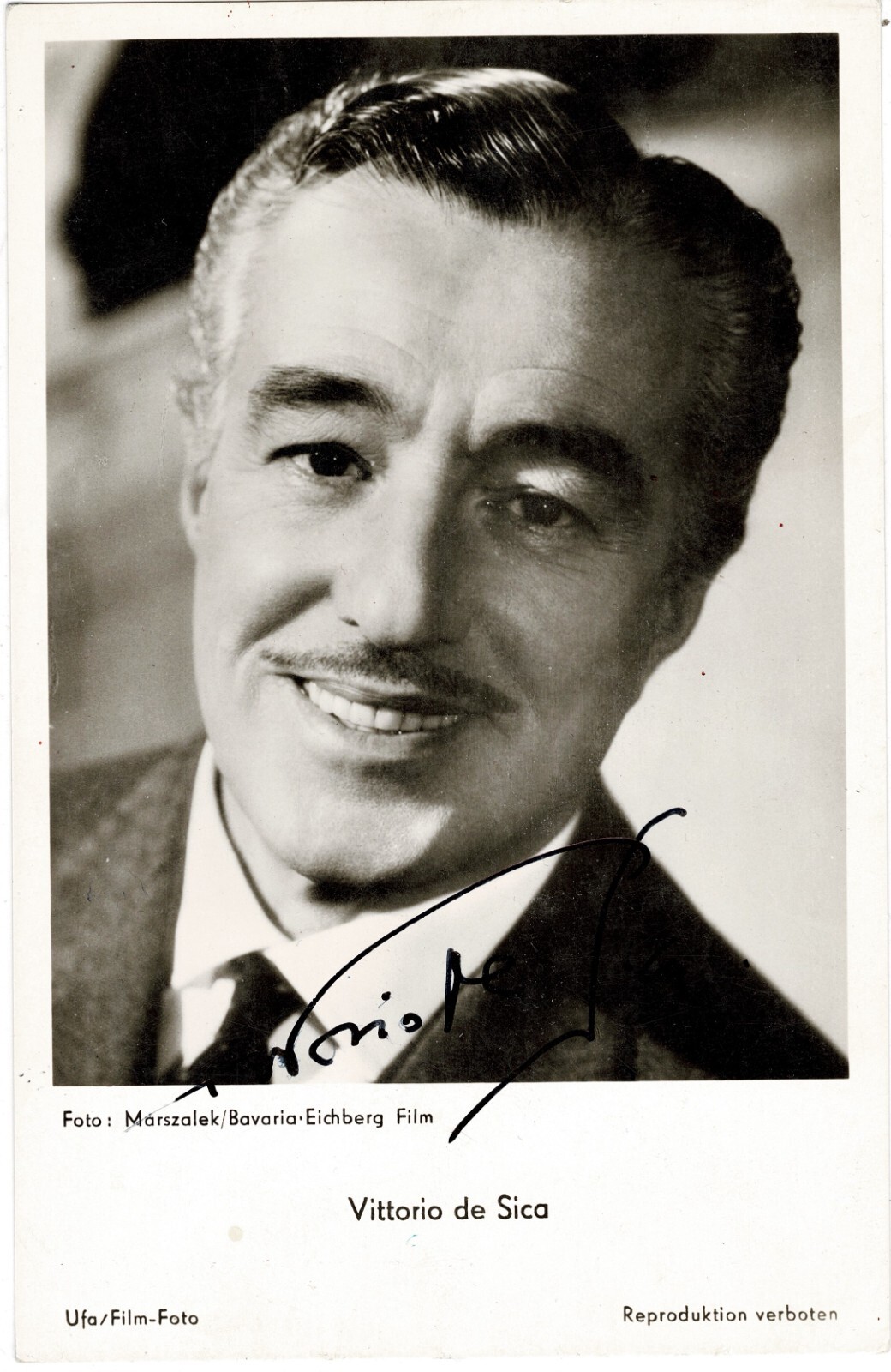 Vittorio de Sica Autograph. Signed Ufa Postcard, CoA