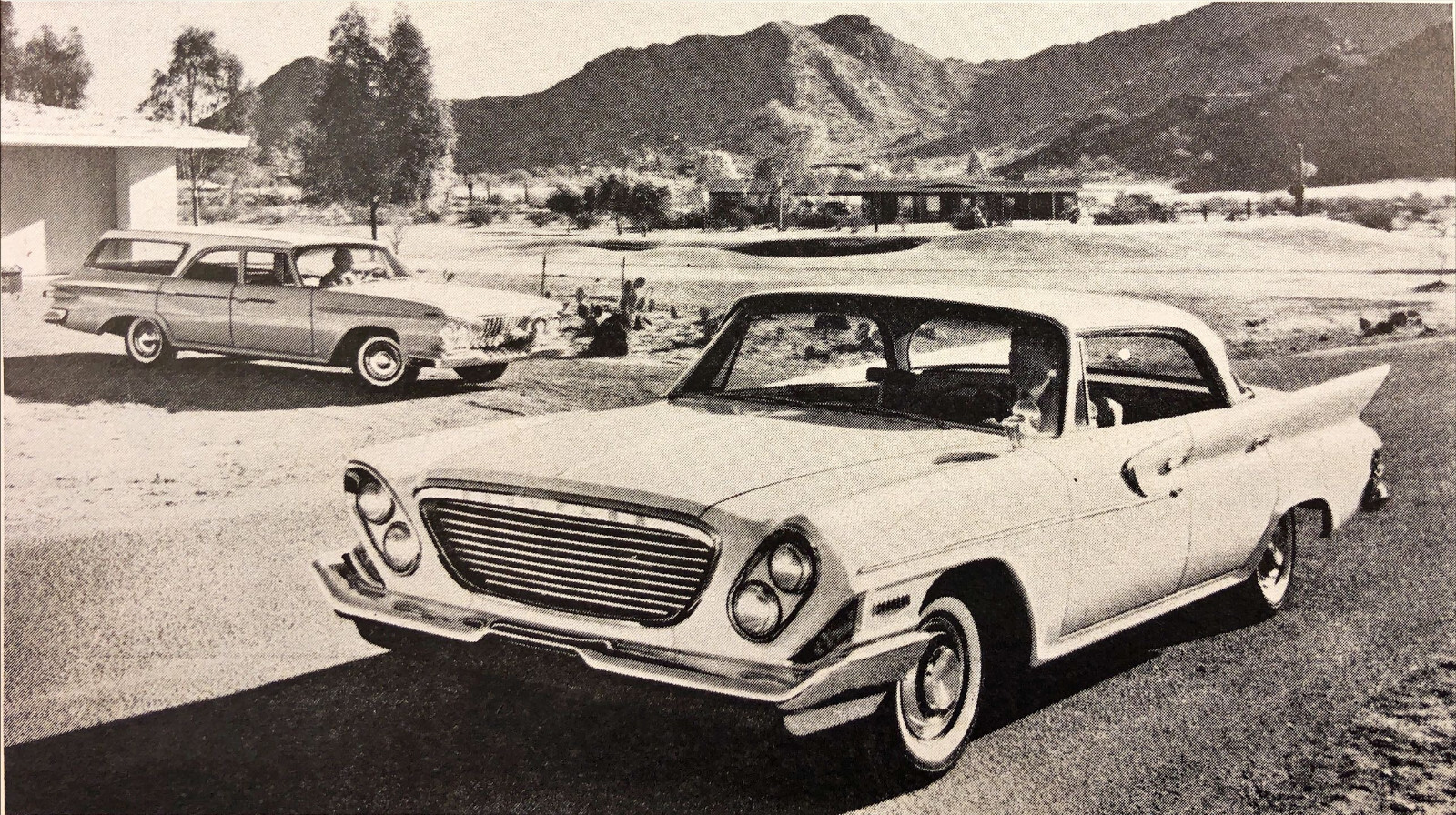 1961 Chrysler Newport 2 PAGE Print Ad Plymouth Unibody Desert Landscape