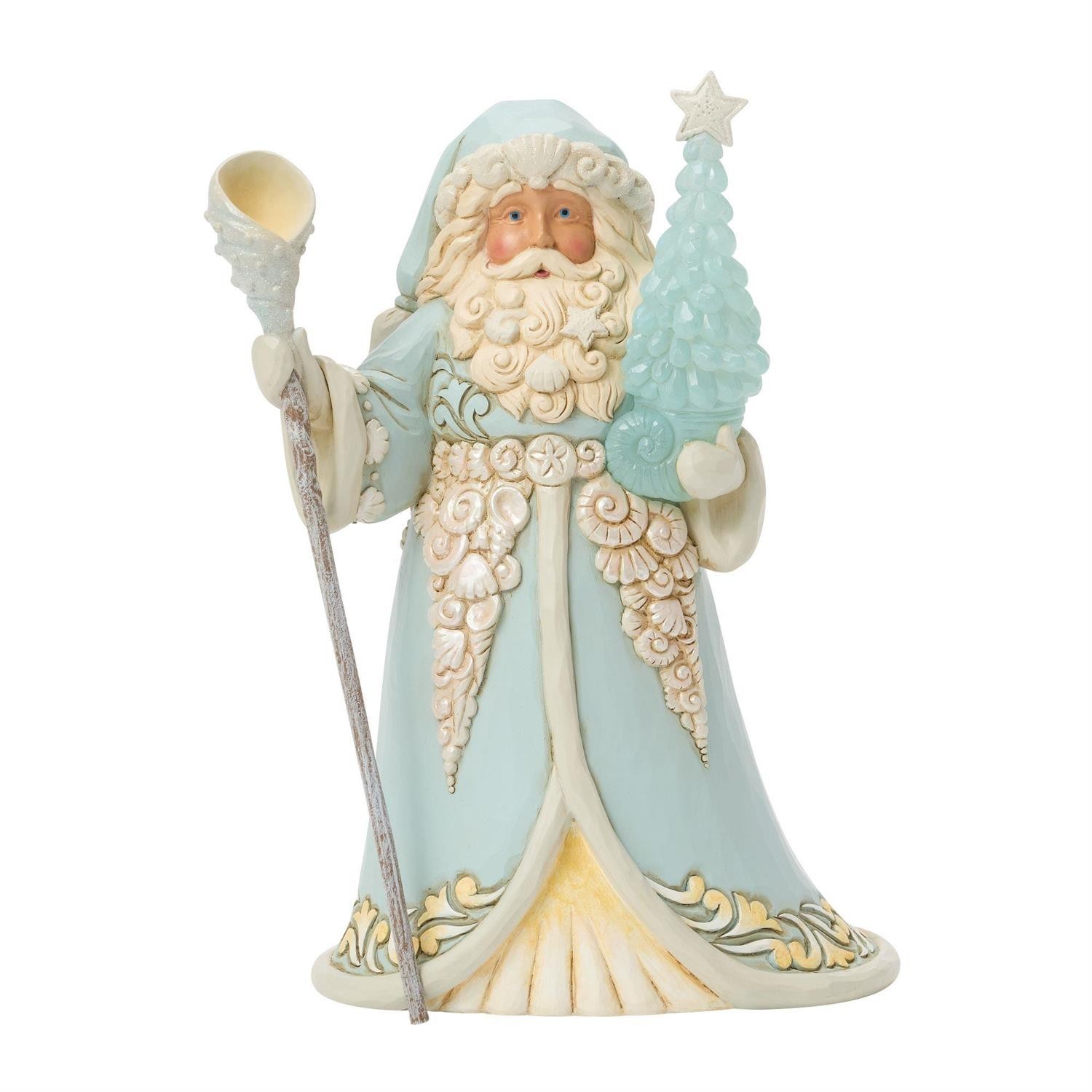 Jim Shore SANTA WITH SEA GLASS TREE FIGURINE-SEASIDE TREASURES 6017772 Brand New