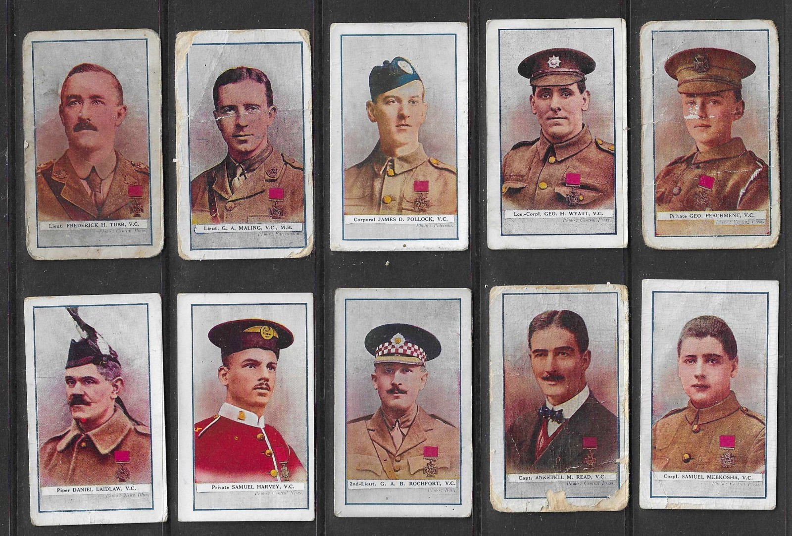 Gallaher 1916 THE GREAT WAR VICTORIA CROSS HEROES 4th series cigarette cards(16)
