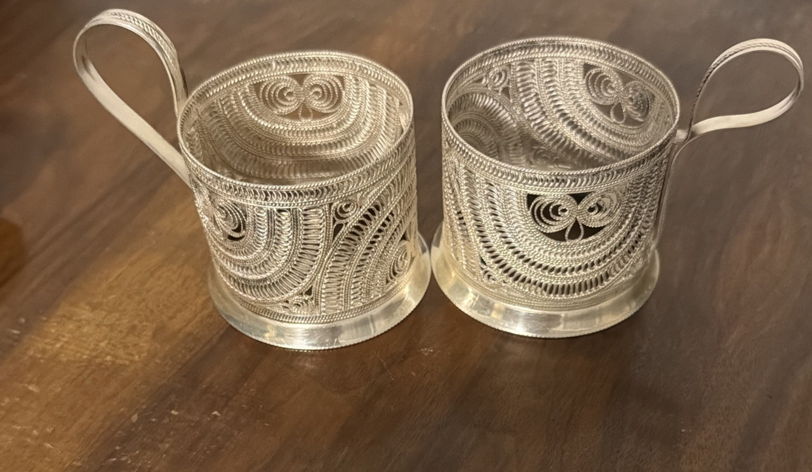 Antique Glass Holder PODSTAKANNIK FILIGREE Melchior cup tea Soviet Russian Antique Glass Holder PODSTAKANNIK FILIGREE Melchior cup tea Soviet Russian
