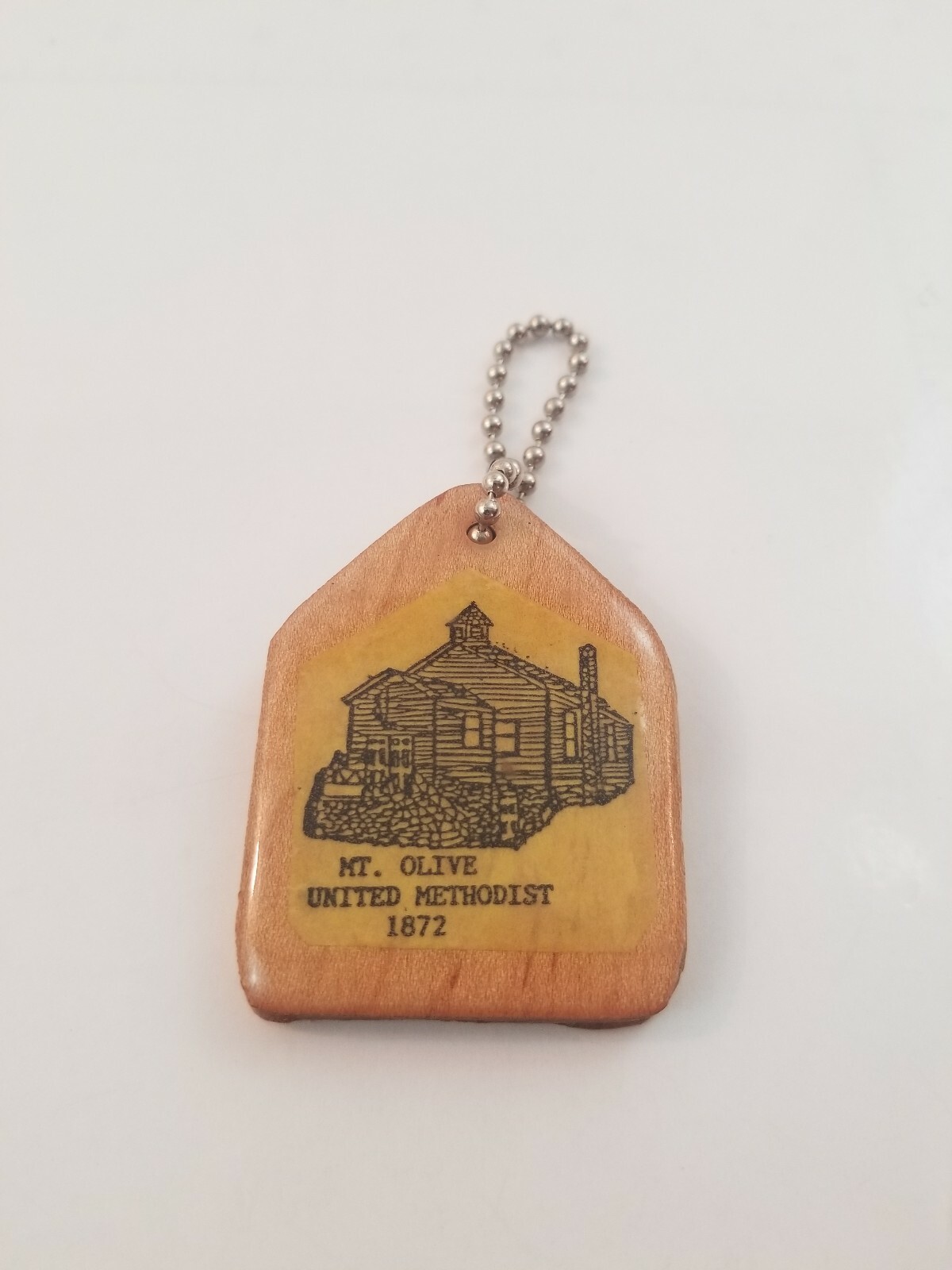 Mt. Olive United Methodist 1872 Key Chain Pendant Wood Lightweight Church SB3B Mt. Olive United Methodist 1872 Key Chain Pendant Wood Lightweight Church SB3B