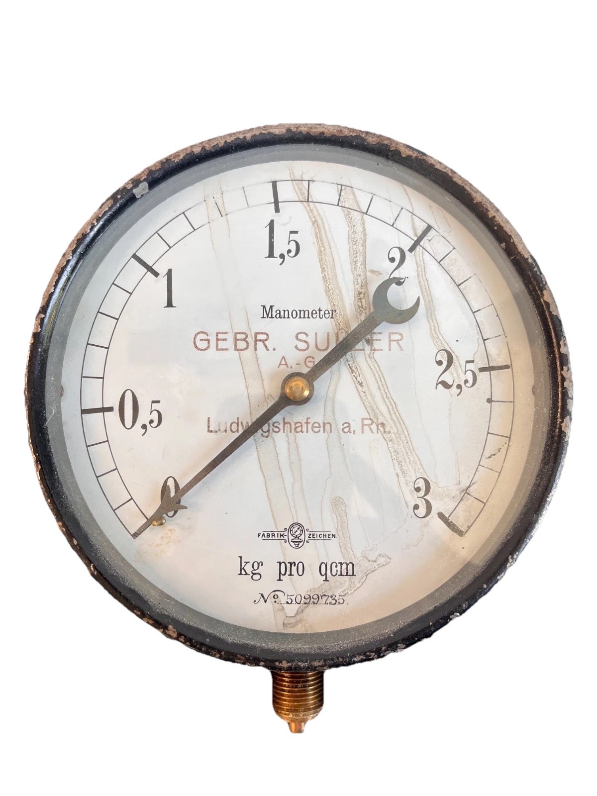 Antique Industrial Pressure Gauge Gebr Sulzer Manometer c1910-1925 15cm