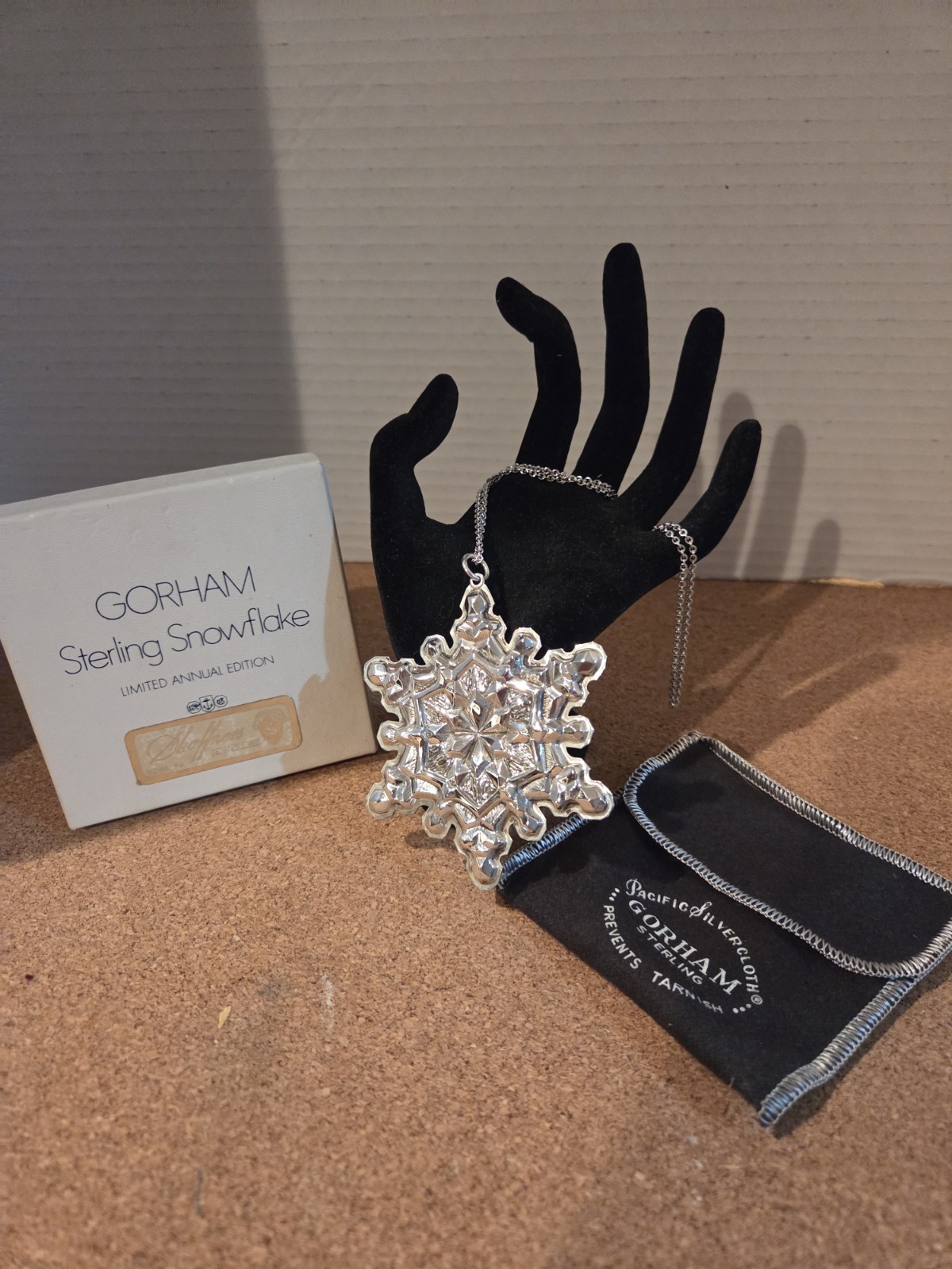 1971 Limited Edition Gorham  Sterling Silver Snowflake Ornament/ Pendant w/ss...