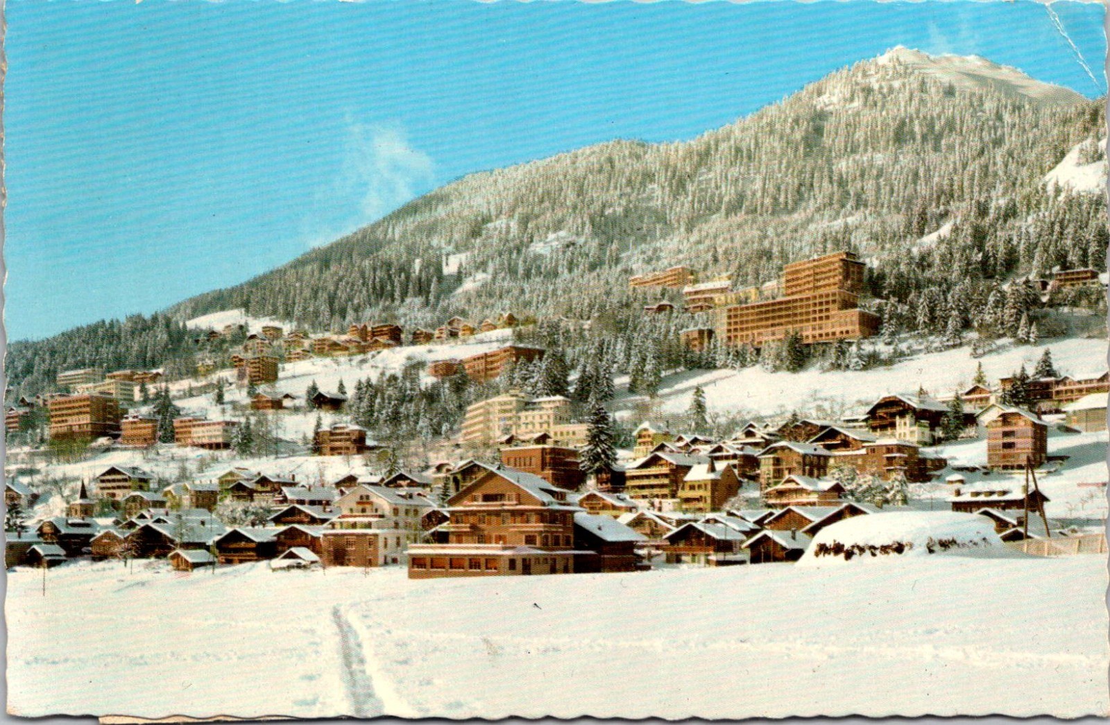 Leysin Switzerland City View Swiss Alps 1960s Postcard