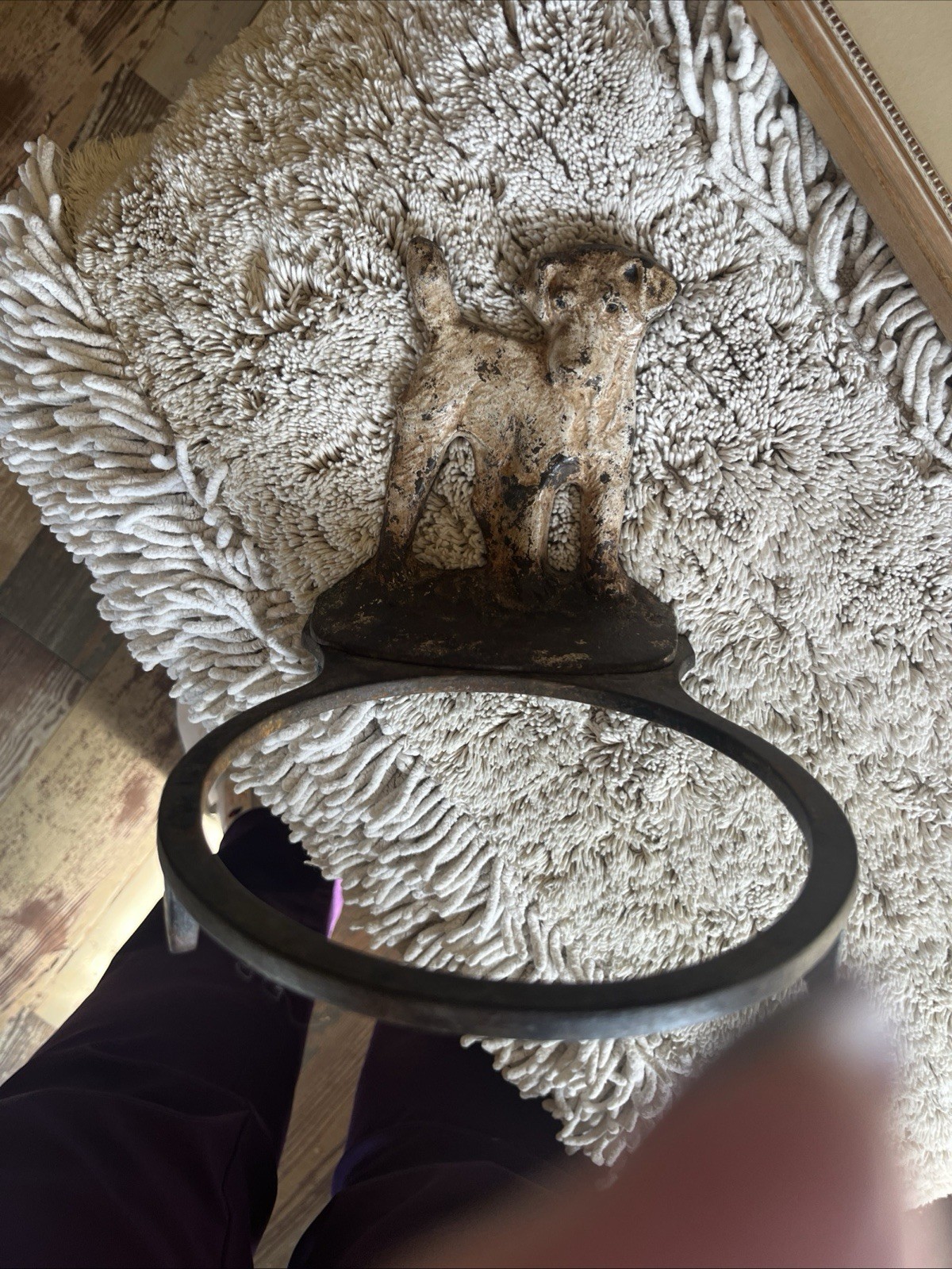 Antique Hubley Cast Iron Dog Bowl Holder Fox Terrier Dog Sign Foundry Mark 847