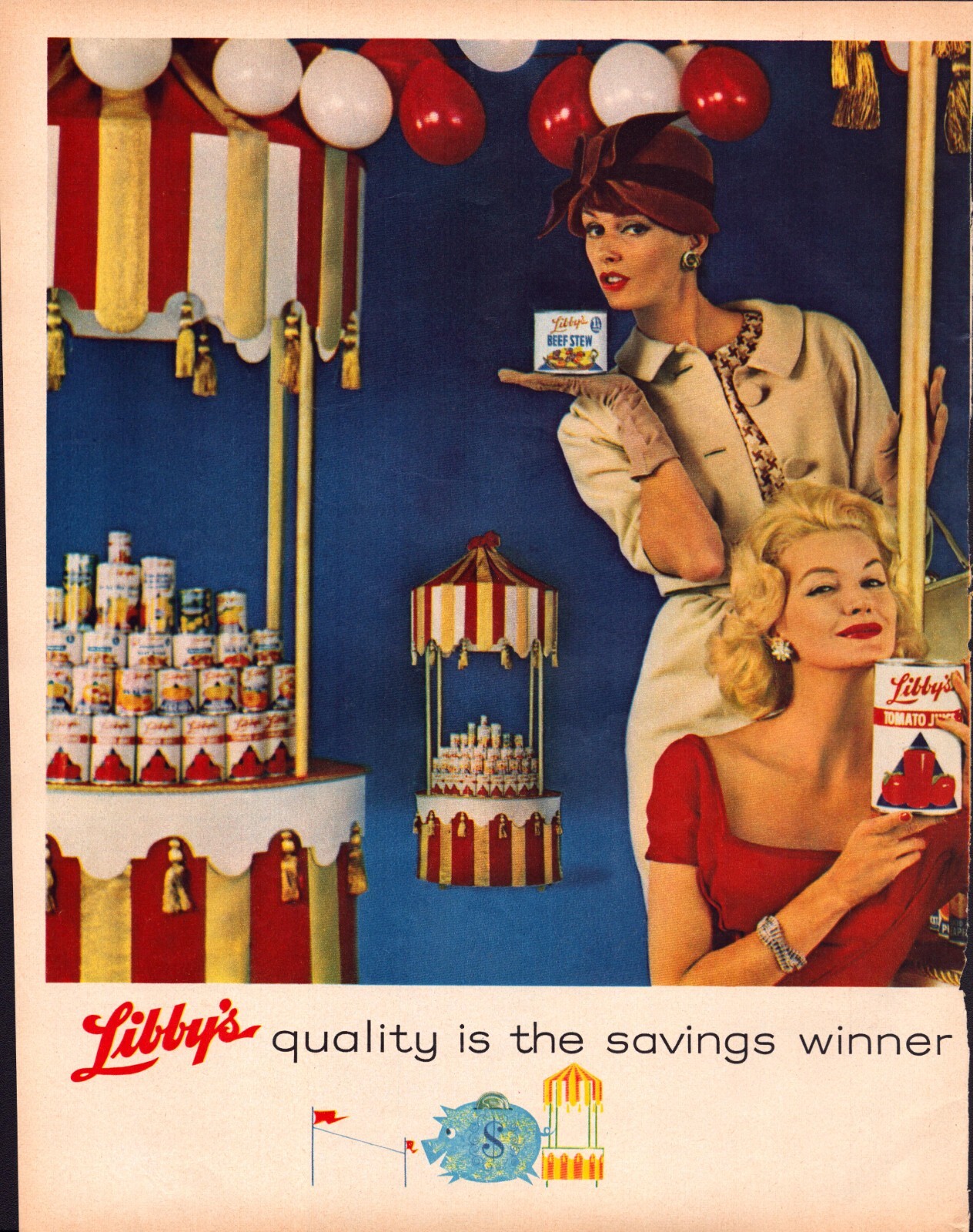 Vintage 2 Page Print Ad -1960 Libby\'s Canned Vegetables and Fruits