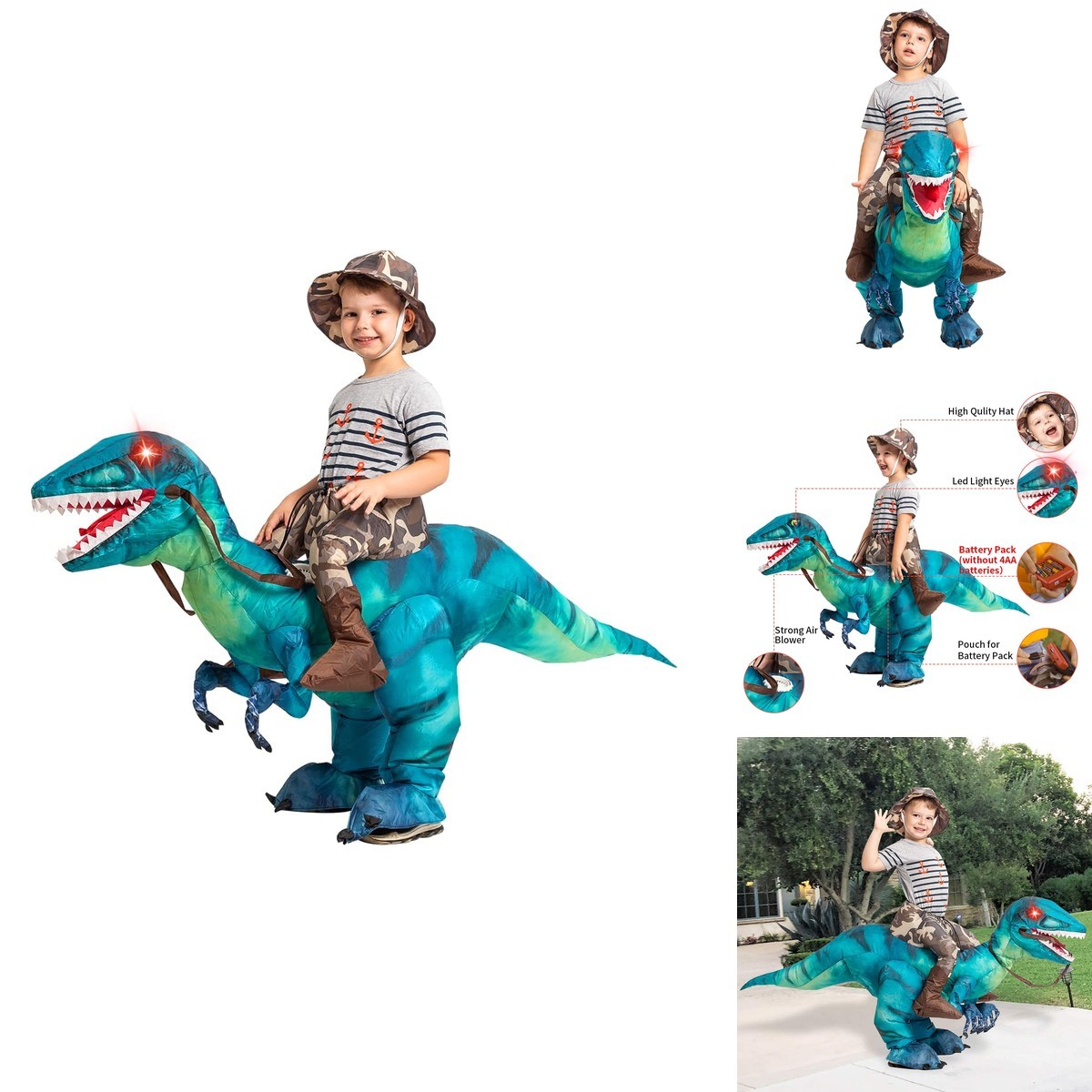 GOOSH Kids Inflatable Dinosaur Costume T Rex