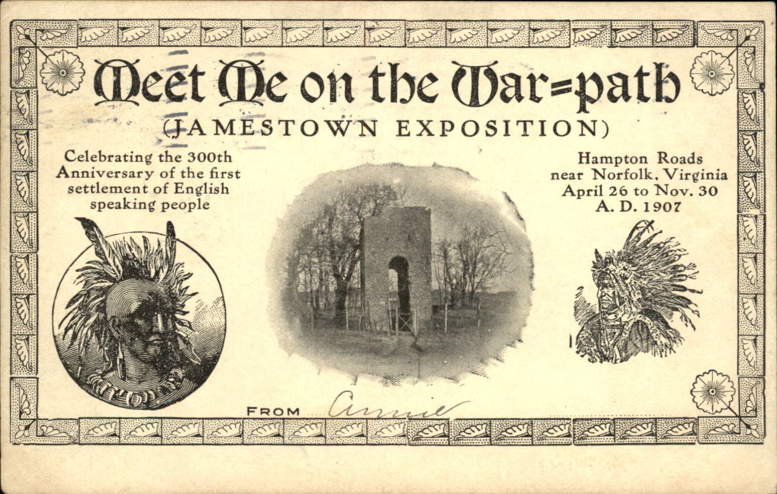 Jamestown Exposition MEET ME ON THE WAR PATH O. C. Schofield c1907 Postcard bhn