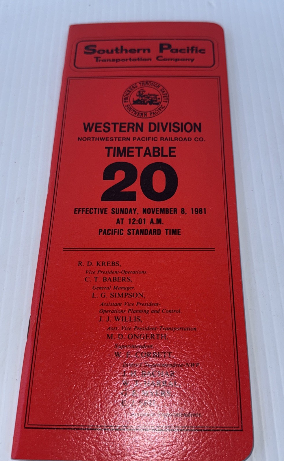 Vintage Southern Pacific Employee Timetable No 20 1981 Western Region (New ) 