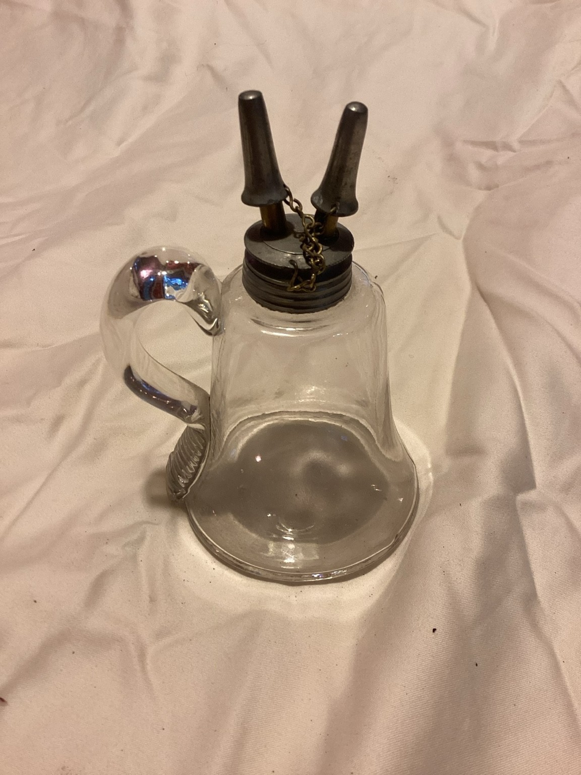 Antique Mid-19th Century Clear Glass Whale Oil / Burning Fluid Finger Lamp