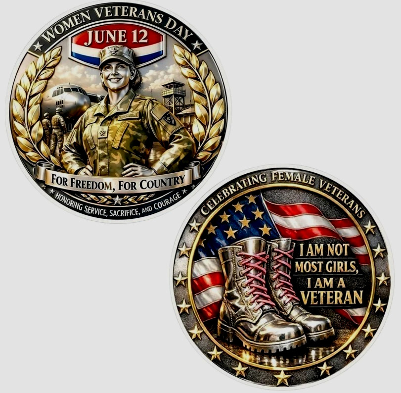 Women Veterans Day June 12 Female Veteran Military Challenge Coin Gift 3D