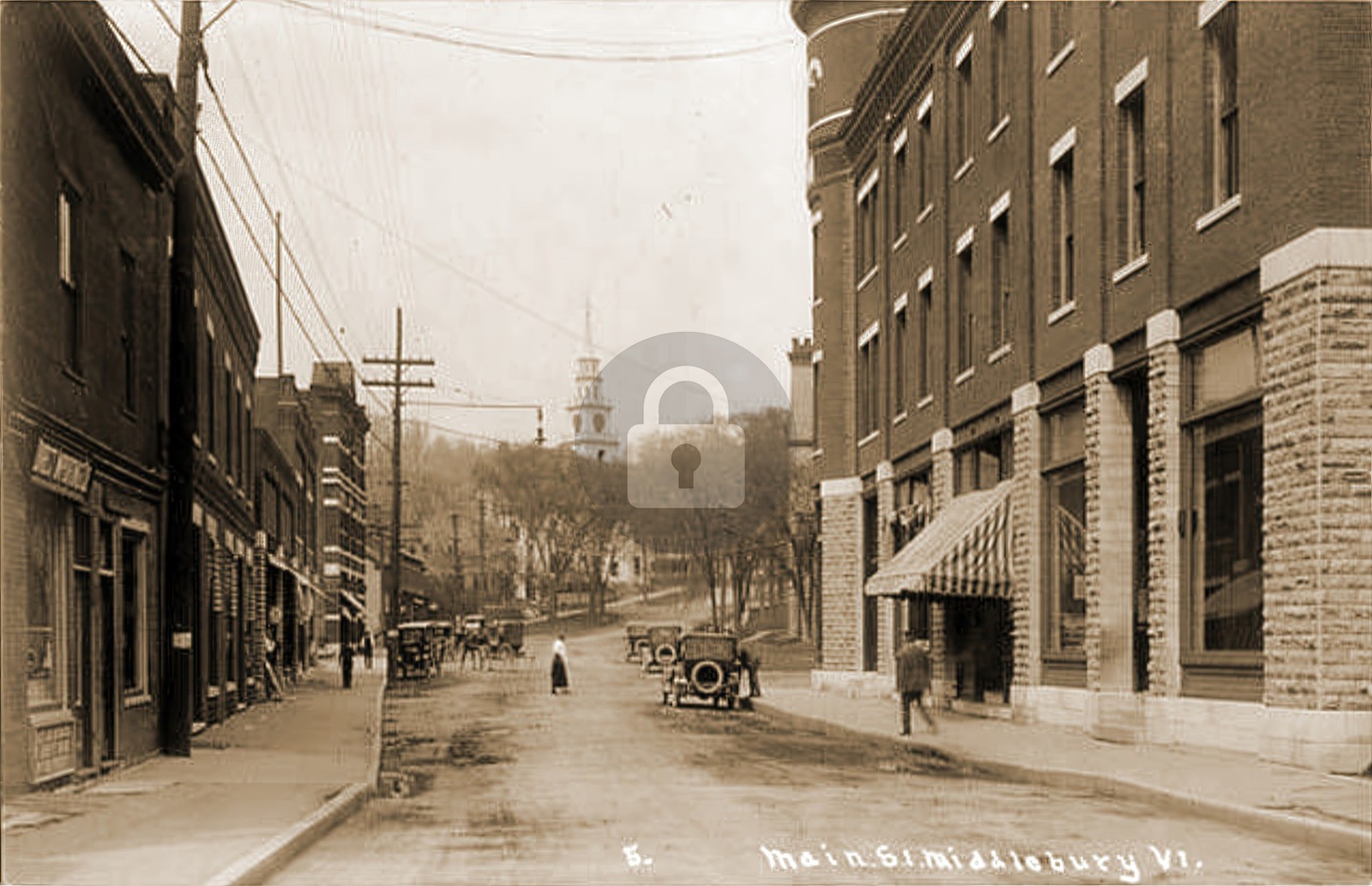 Main Street, Middlebury VT Vermont 2 RPPC Photo Postcard COPY