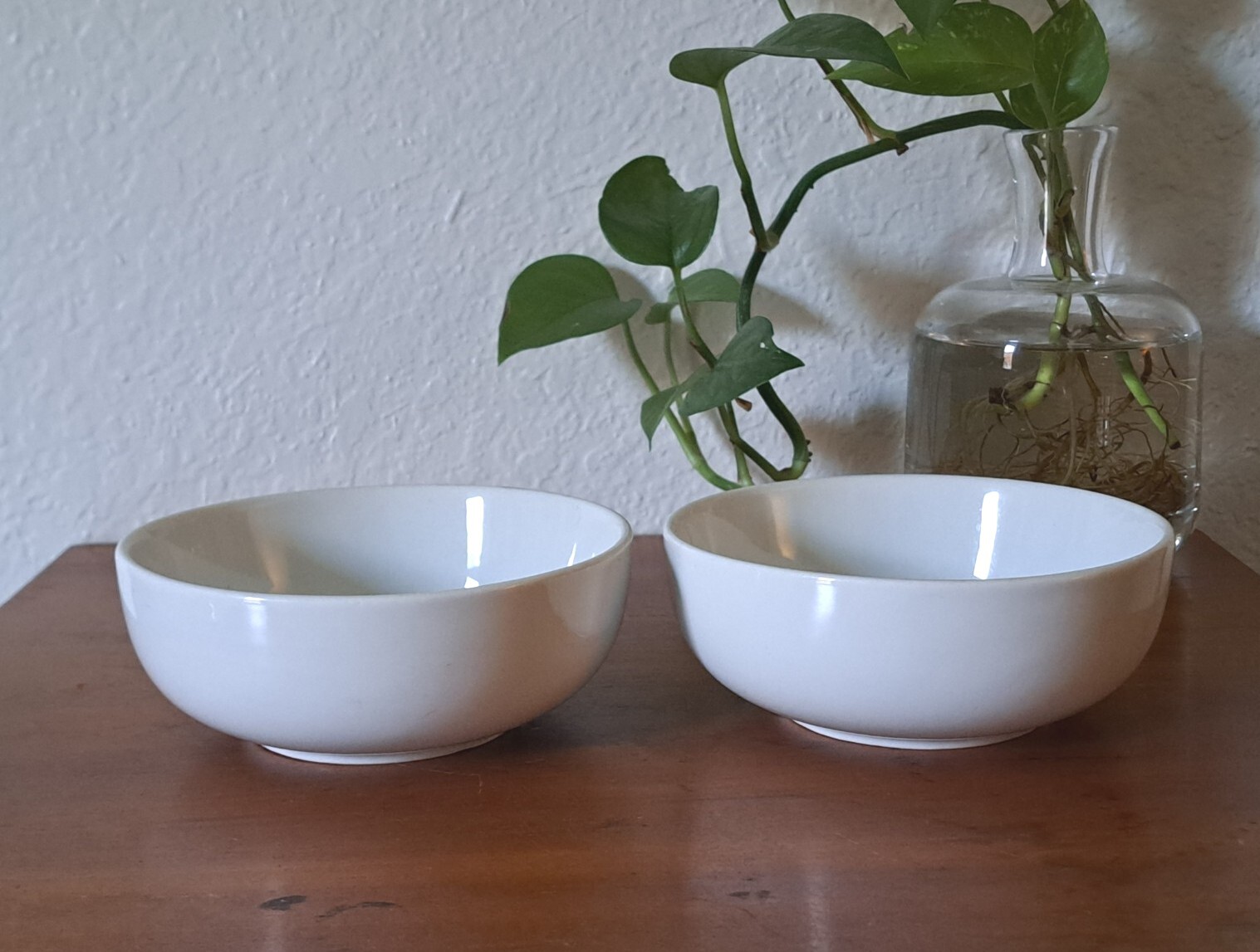 Japanese White Ceramic Rice Soup Bowl Set Of 2 Vintage