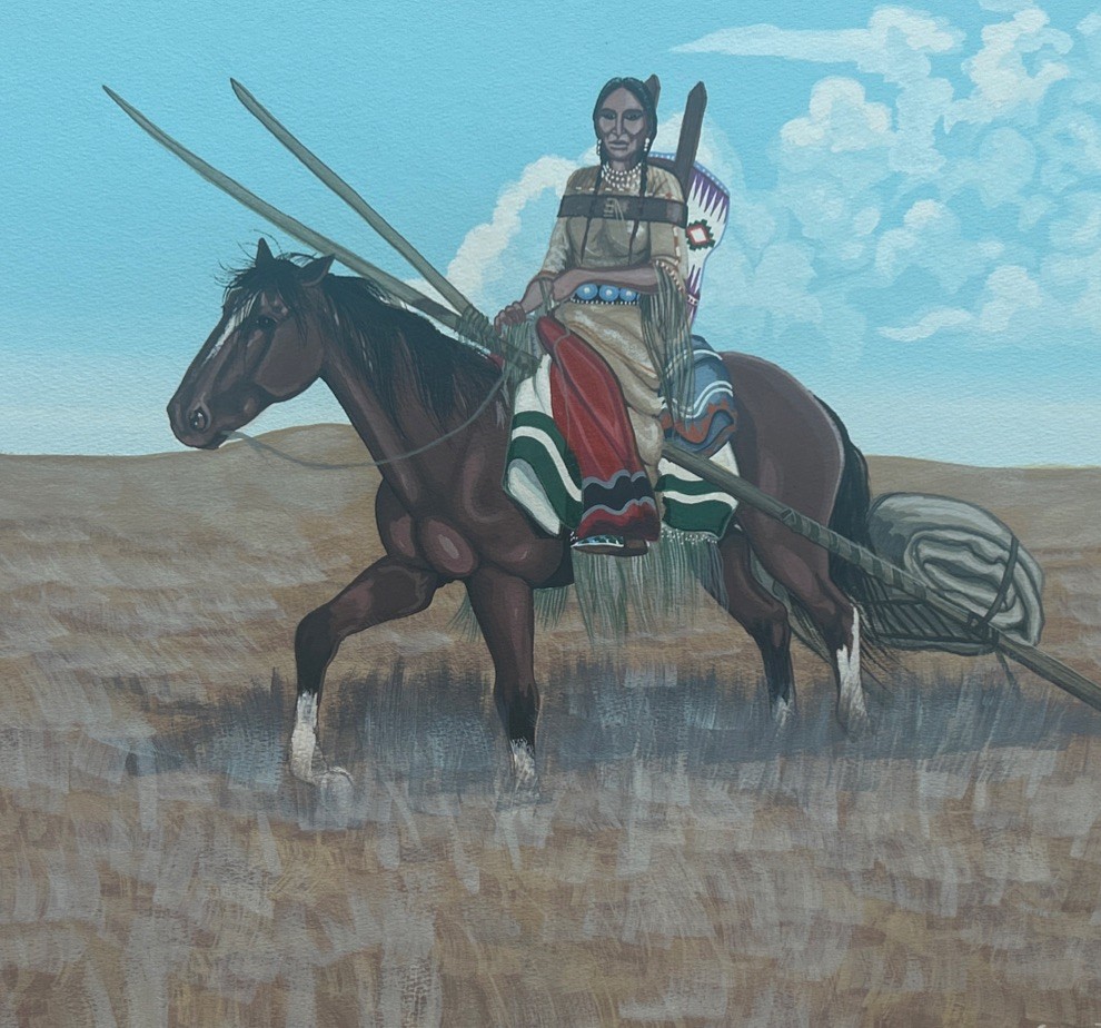 Original Loren Pahsetopah Painting Osage Beautiful Condition
