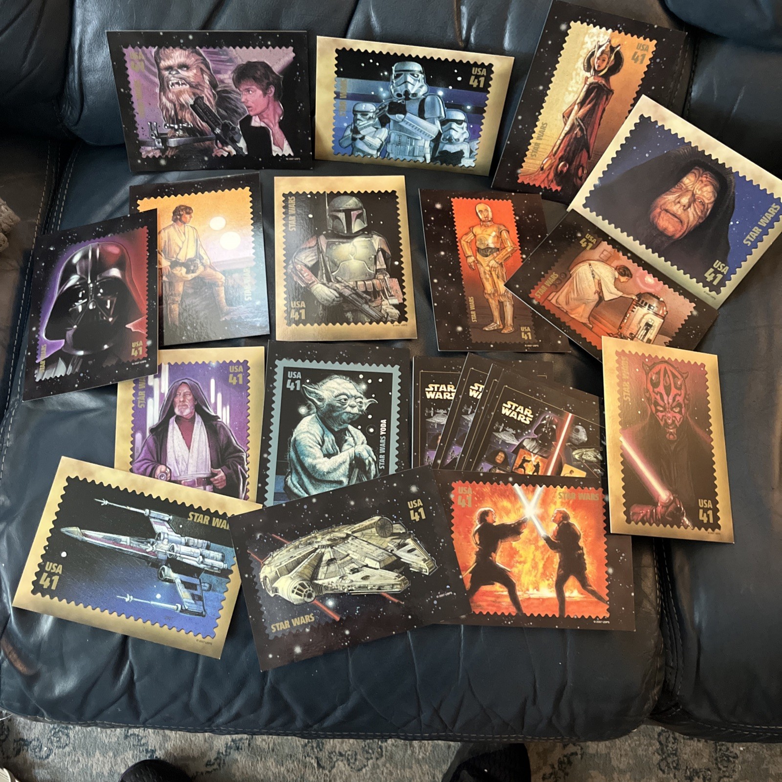 USPS JUMBO STAMP IMAGE JUMBO POSTCARD, STAR WARS 2008 Lot Of 18 Excellent