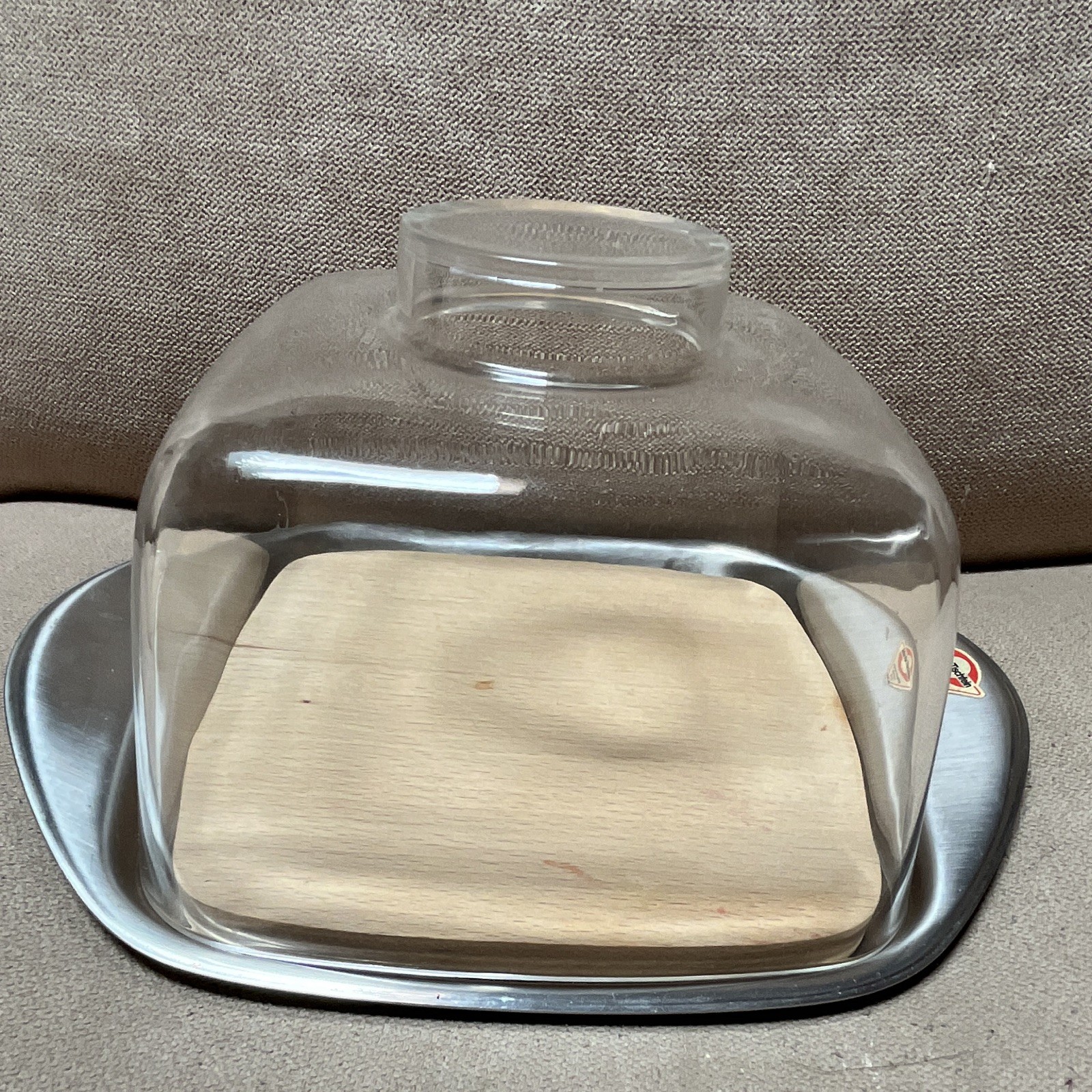 Marke Tischteln Square Serving Tray Set 3pc Metal/Wood w/ Lid Cover
