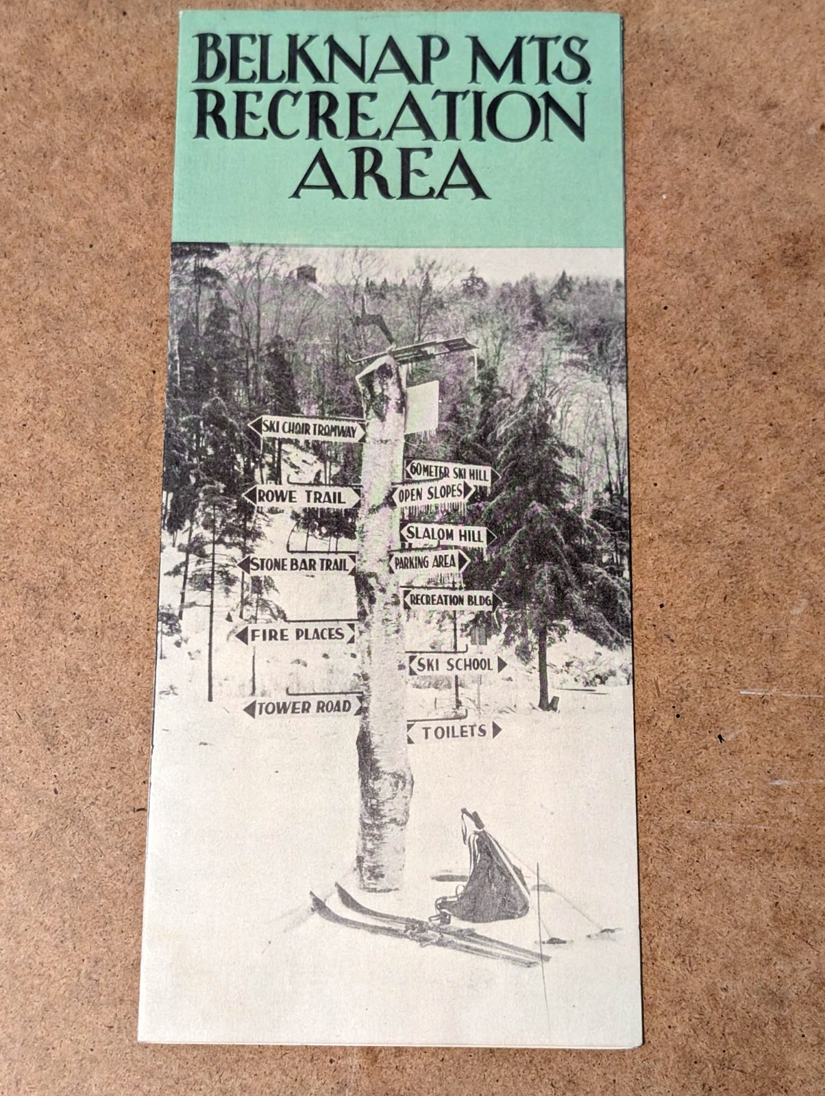 VTG 1938 Belknap Mountain Ski Recreation Area Brochure First Year Chair Tramway