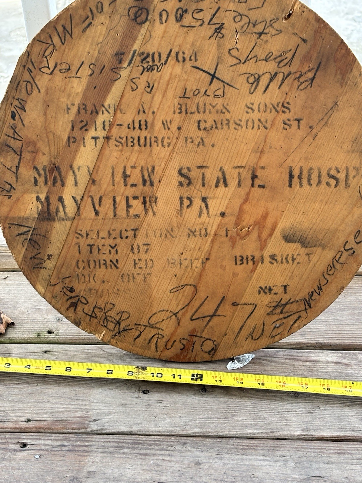 Look Barrel Lid May view State Hospital Wanted Pittsburg BIDDLE Brothers 1902 Look Barrel Lid May view State Hospital Wanted Pittsburg BIDDLE Brothers 1902